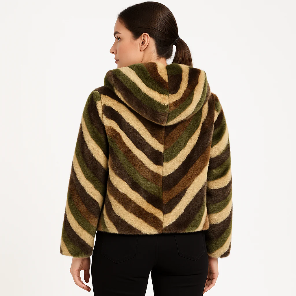 Reversible Dyed Mink Sections Hoodie Jacket - Image 2