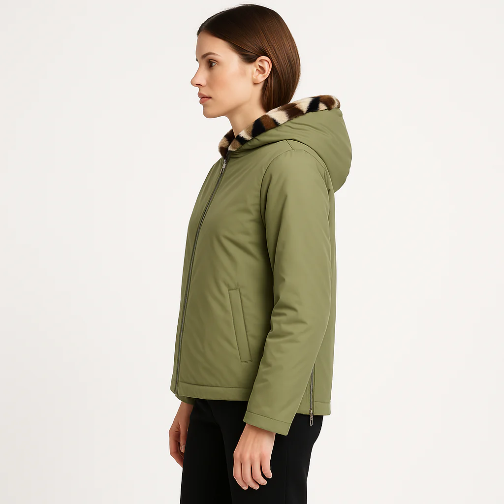 Reversible Dyed Mink Sections Hoodie Jacket - Image 4