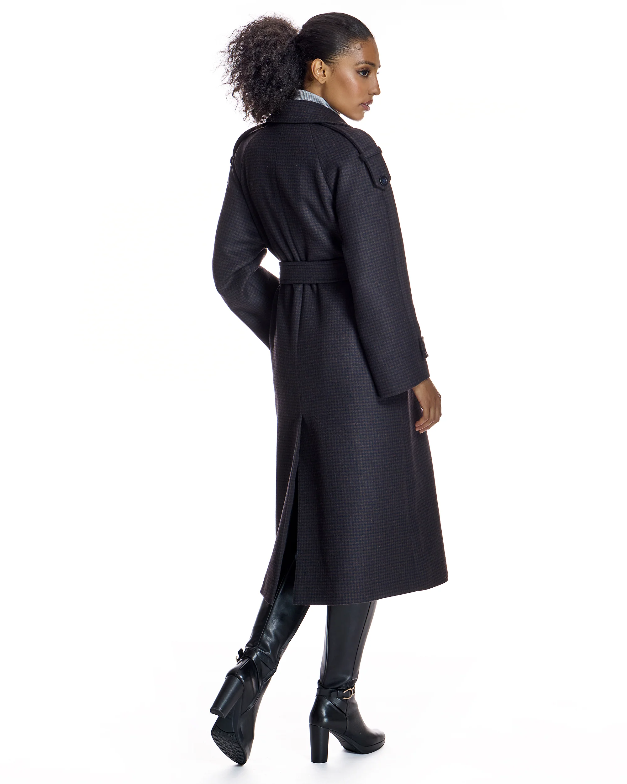 Wool blend Houndstooth Trench-Maximilian - Image 3