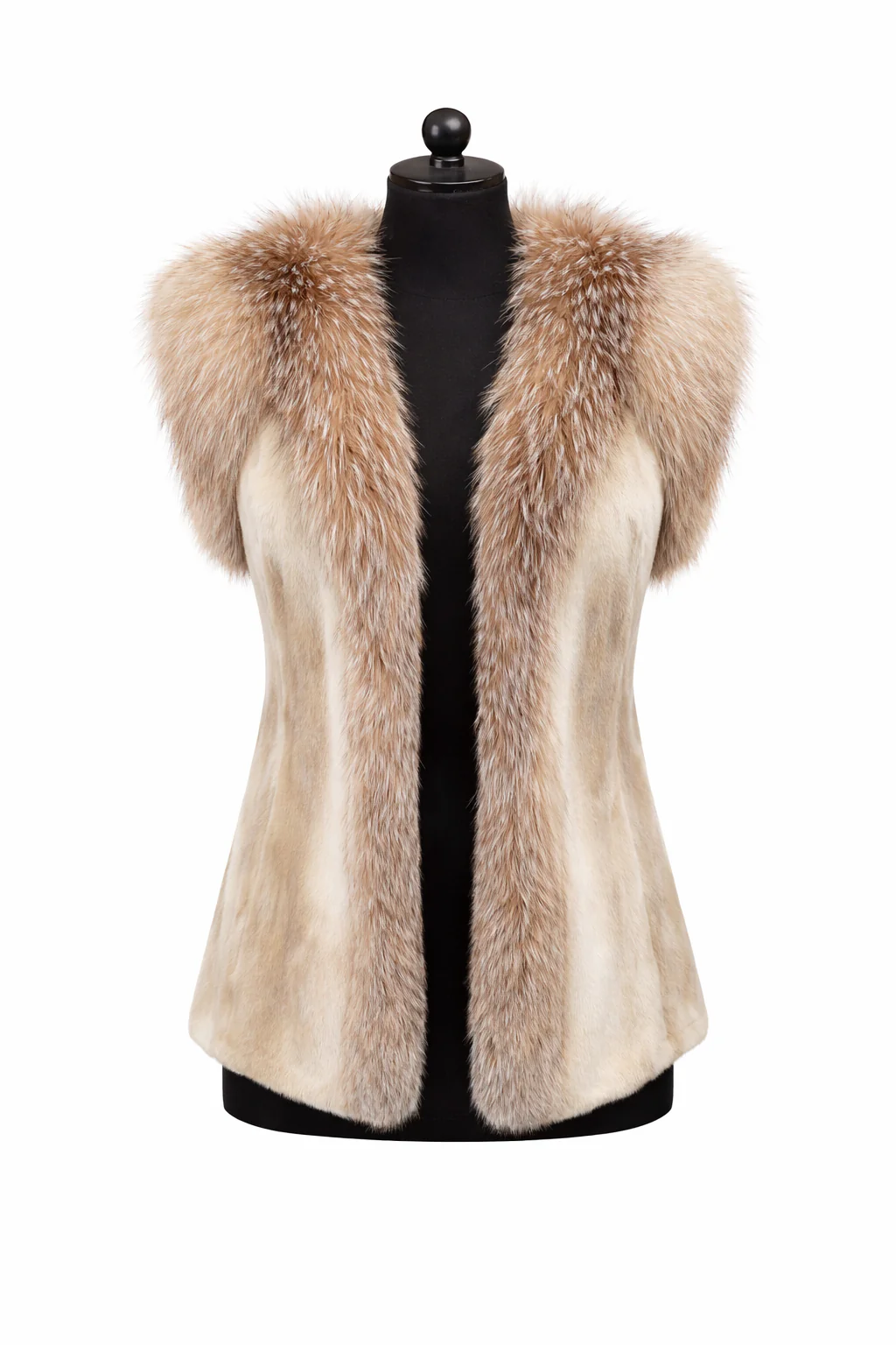 Archive & Vintage Dyed Sheared Mink Vest with Crystal Dyed Fox Trim -22" - Image 3