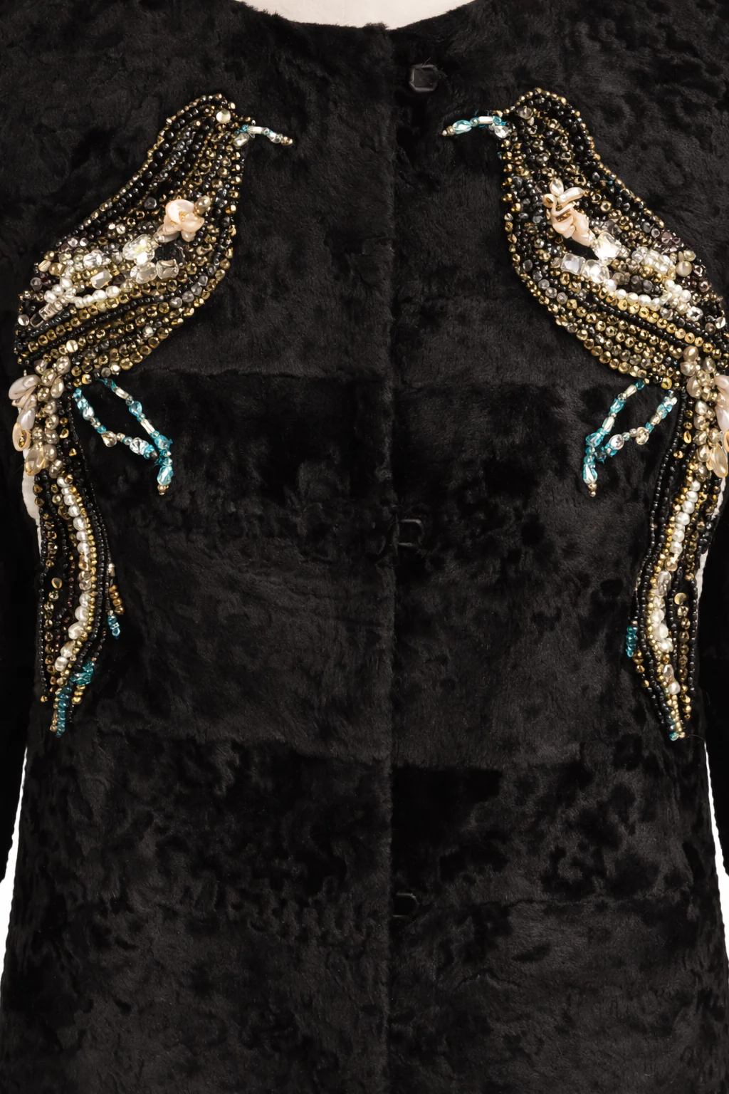Archive & Vintage Black Broadtail Jacket with Jeweled Embroidery - Archive Designer - Image 3