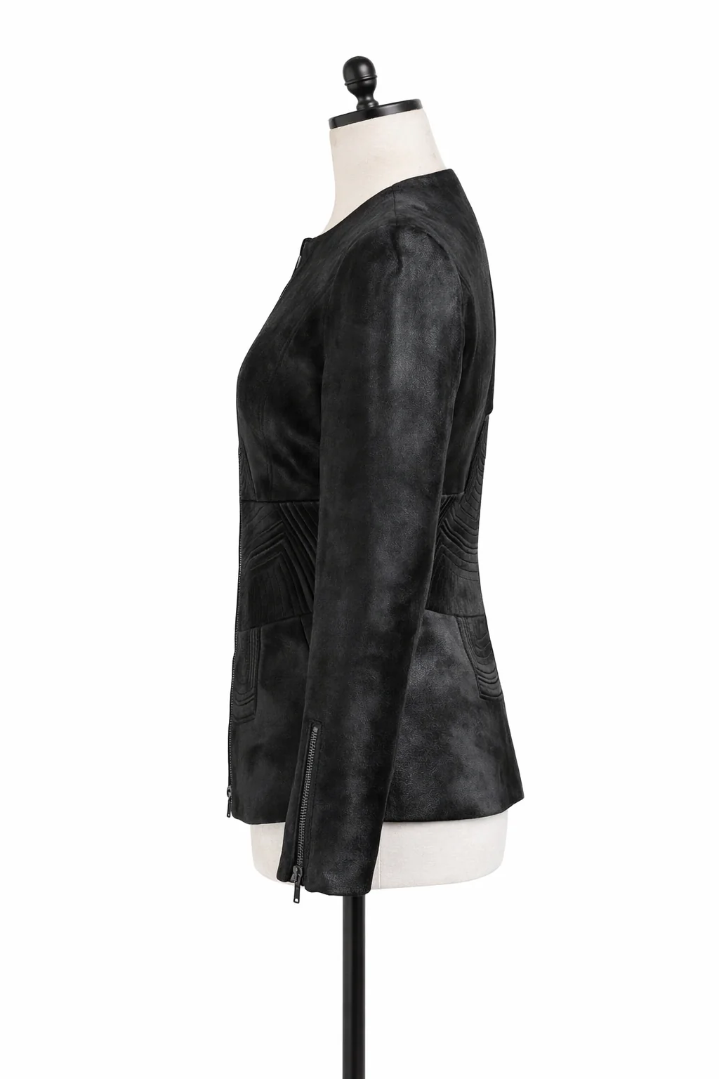Archive & Vintage Black Dyed Calfskin Jacket with Maze Details - Image 3