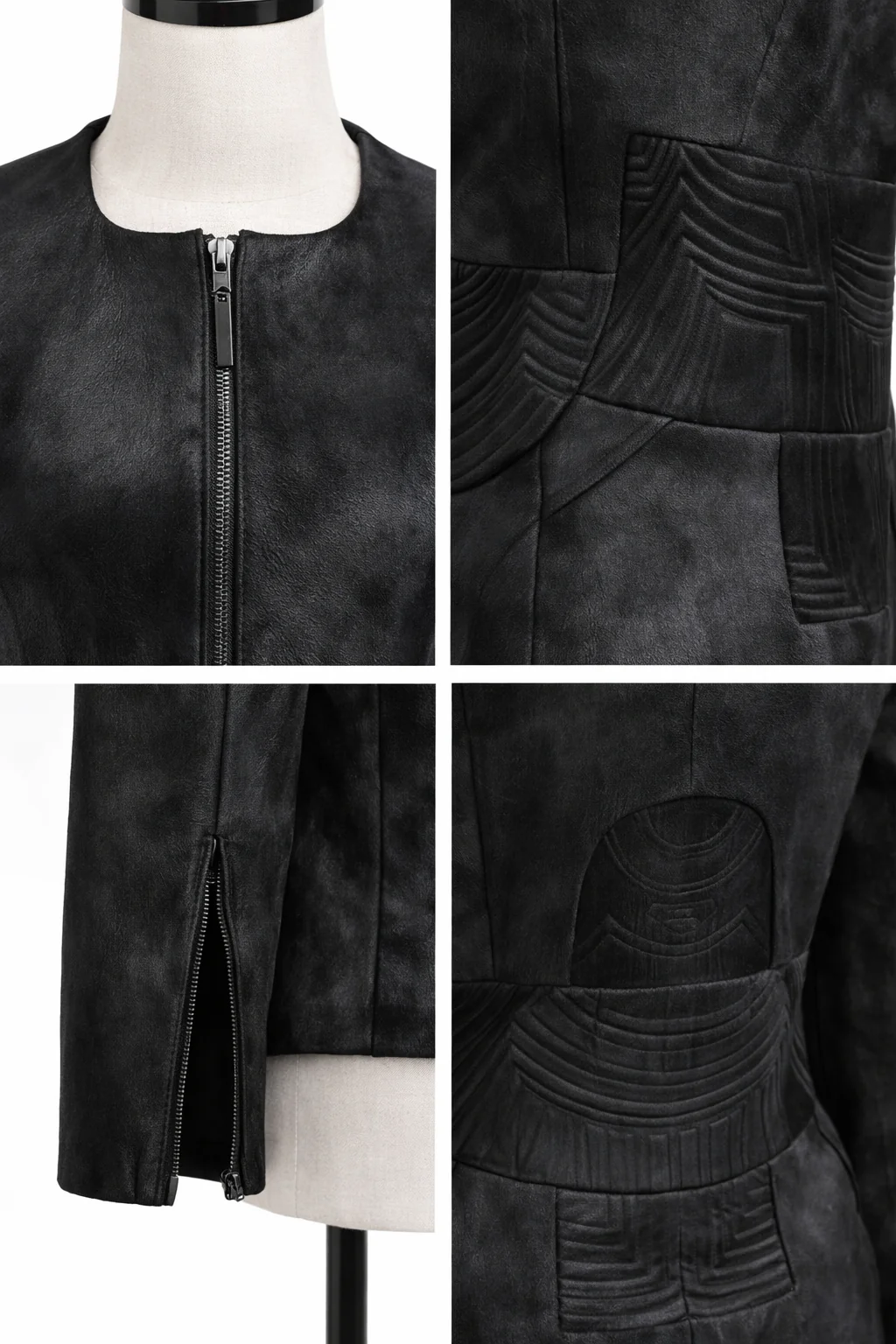 Archive & Vintage Black Dyed Calfskin Jacket with Maze Details - Image 4
