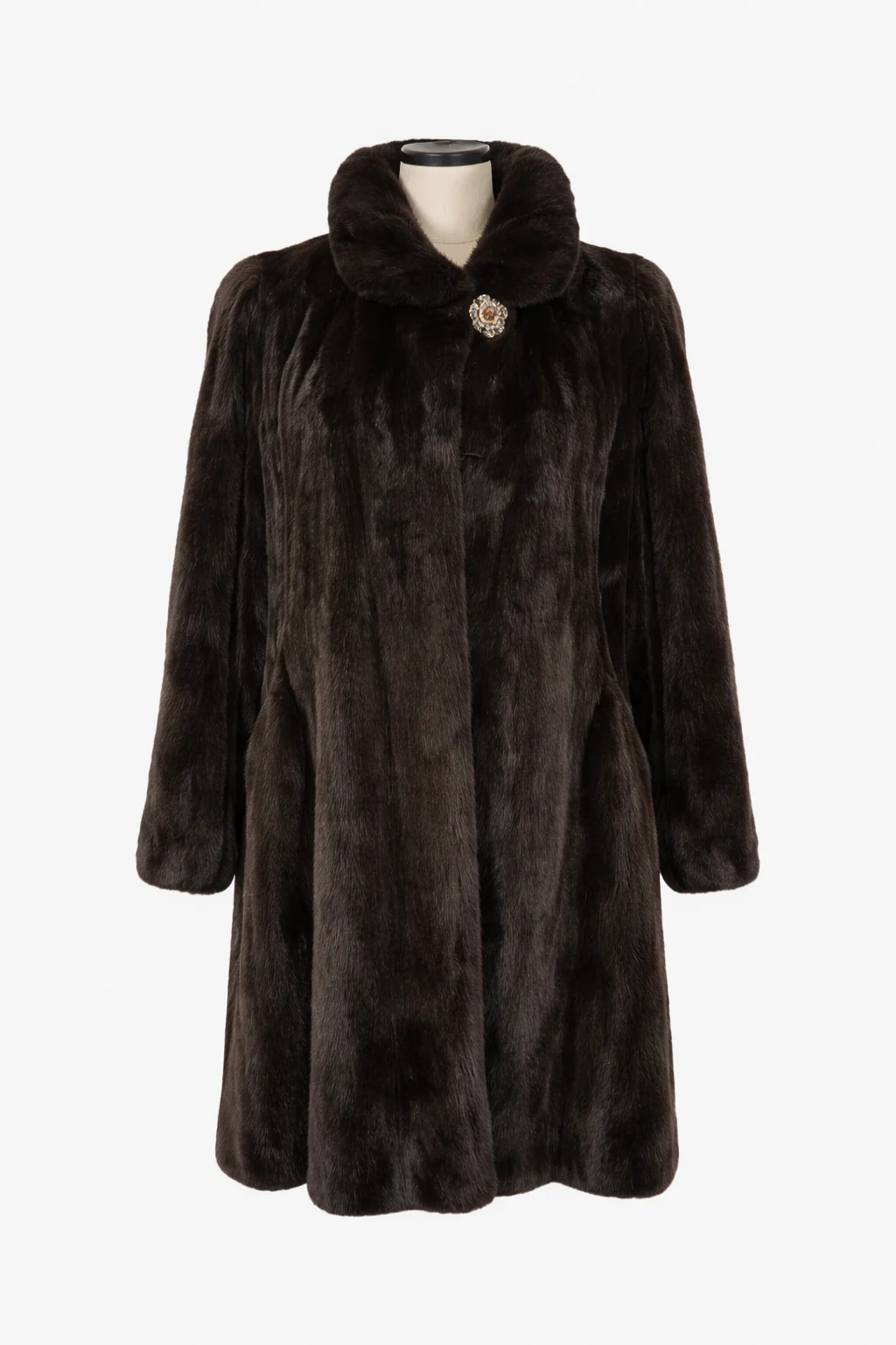 Archive & Vintage Black Mink Swing Coat with Wing Collar-36"