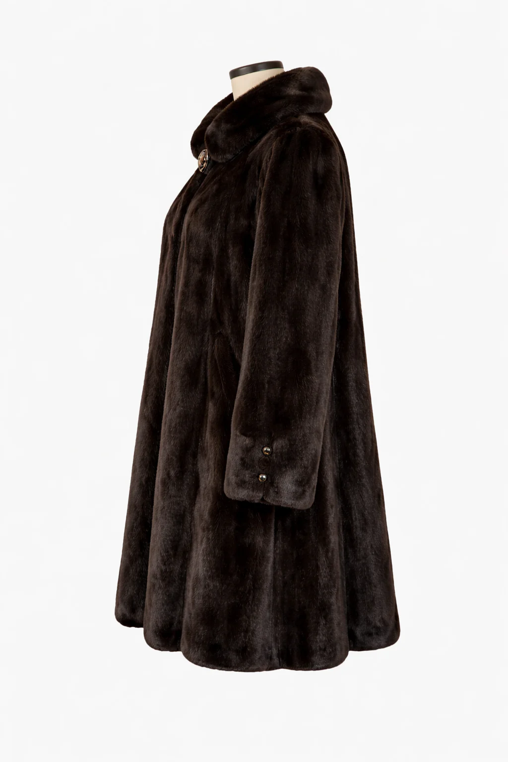 Archive & Vintage Black Mink Swing Coat with Wing Collar-36" - Image 3
