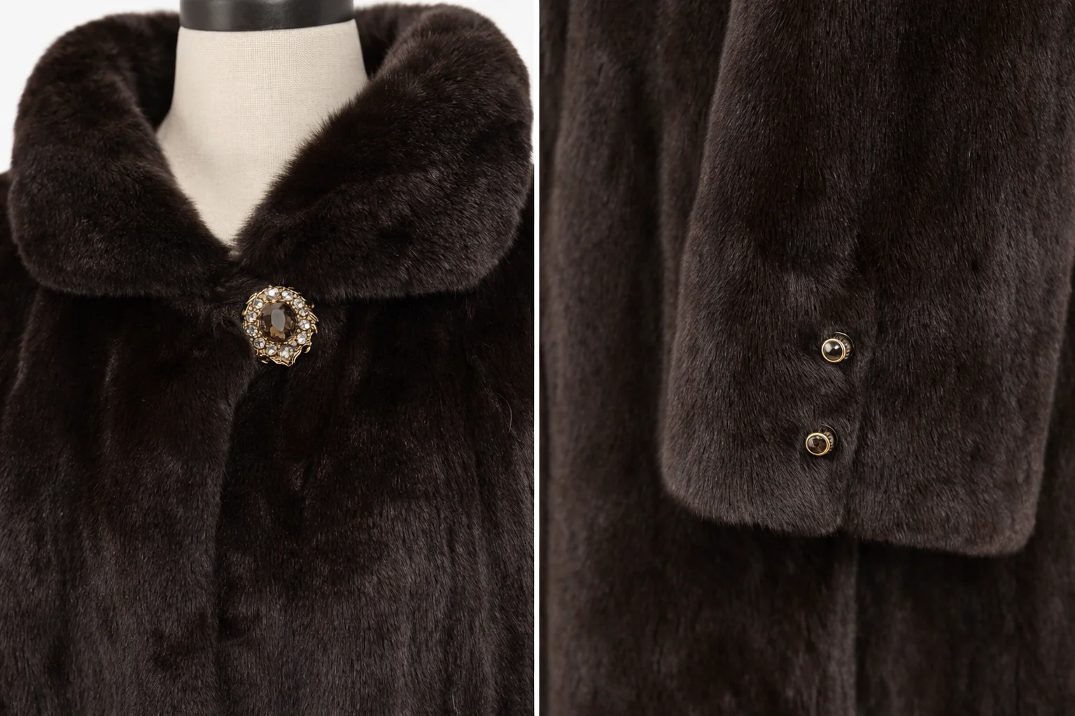 Archive & Vintage Black Mink Swing Coat with Wing Collar-36" - Image 4