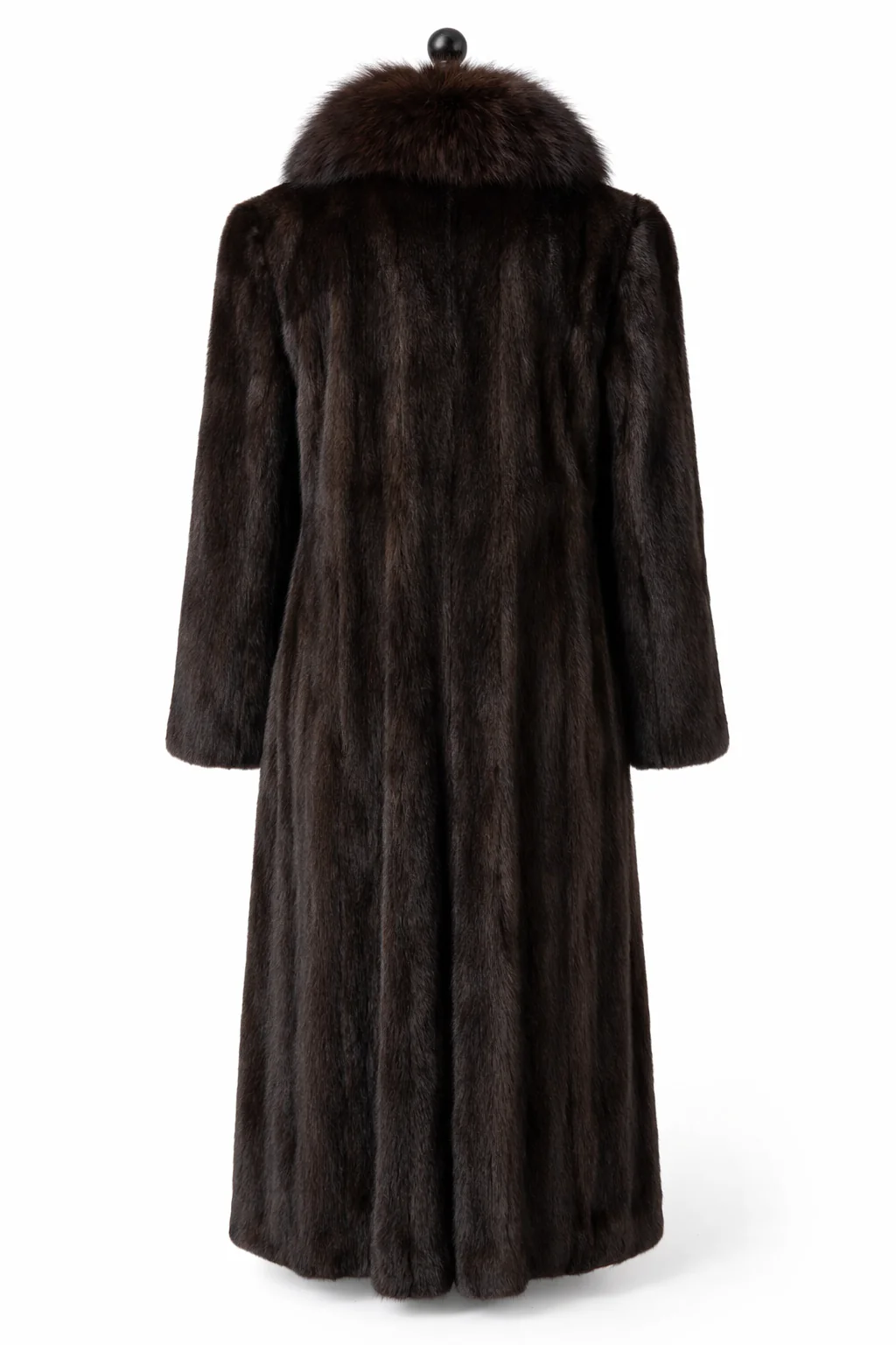 Archive & Vintage Dark Brown Mink Coat with Fox Tuxedo Trim-46" - Image 2
