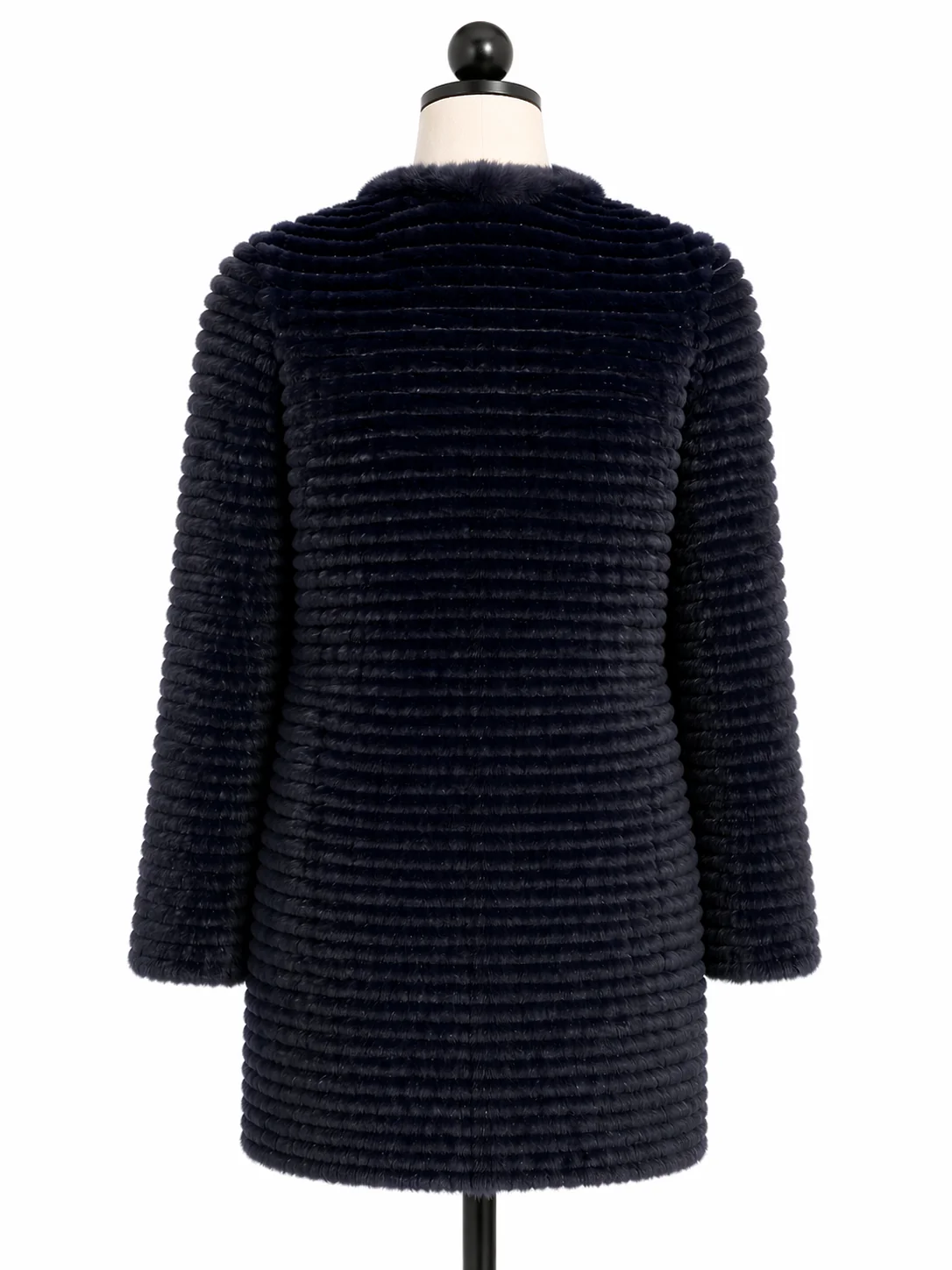 Archive & Vintage Navy Layered Mink Reversible to Rex Rabbit layer Collarless Jacket-  Maximilian - Image 2