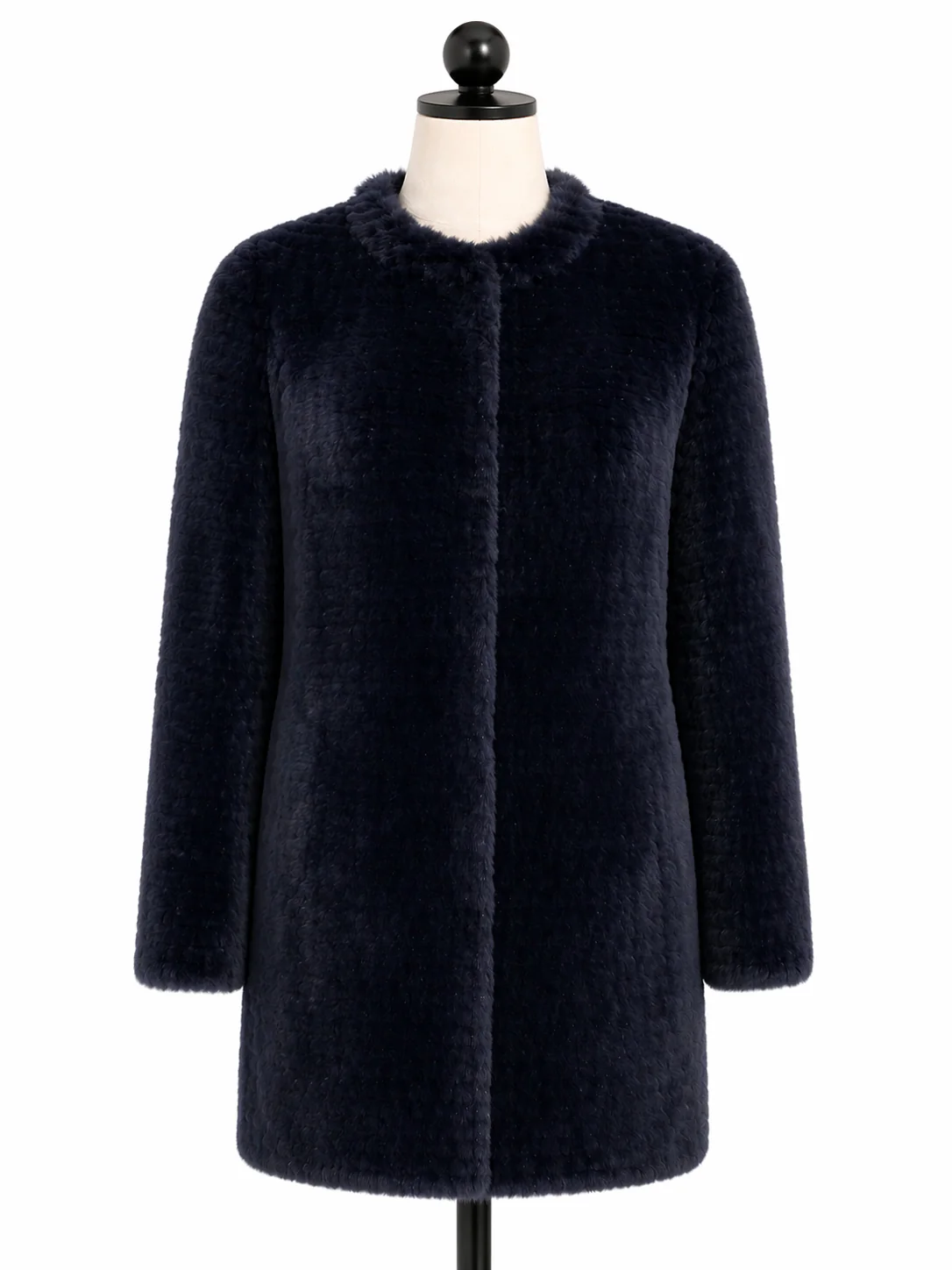Archive & Vintage Navy Layered Mink Reversible to Rex Rabbit layer Collarless Jacket-  Maximilian - Image 3