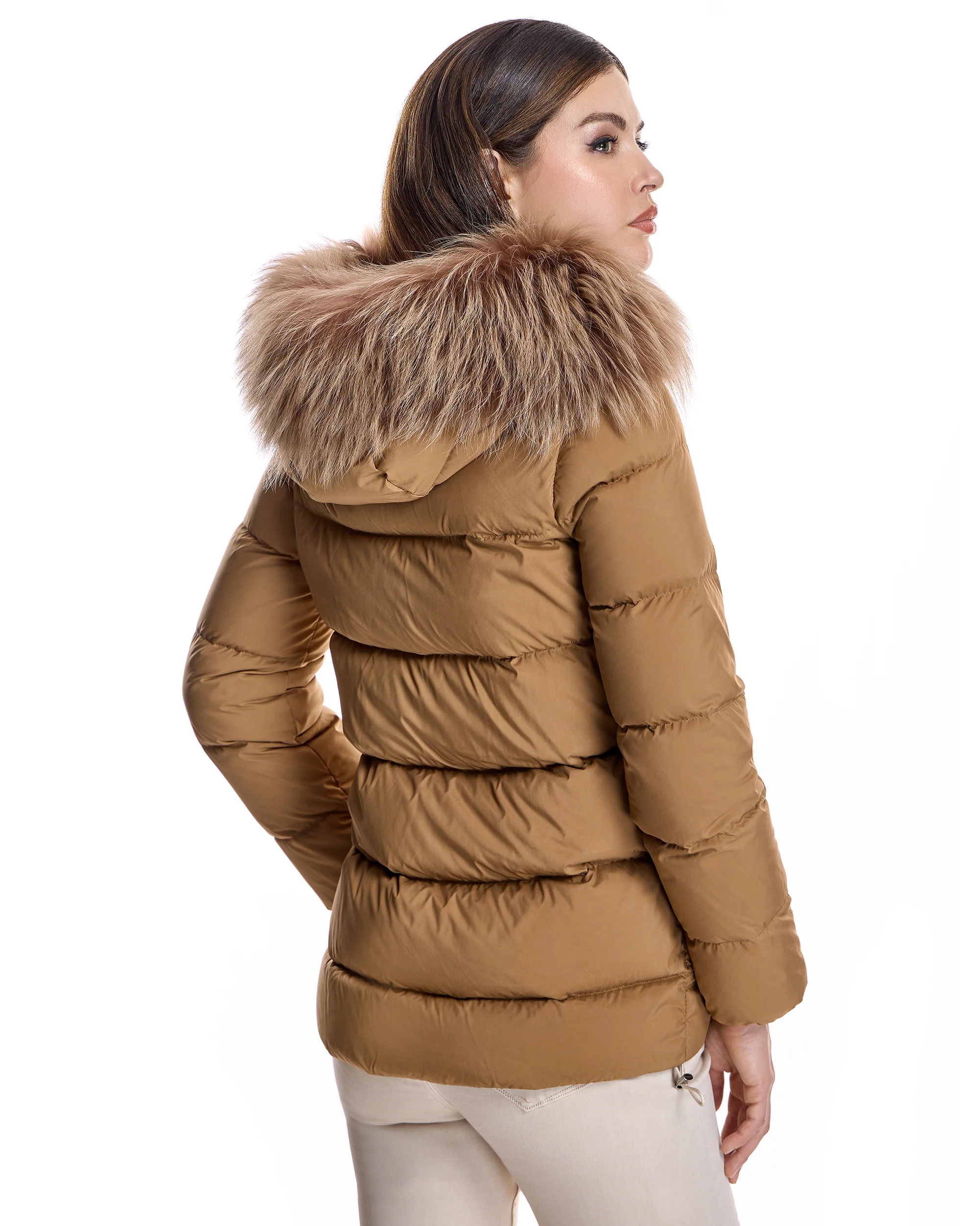 Polyester Jacket with Dyed Finn Raccoon Trimmed Hood - Image 5