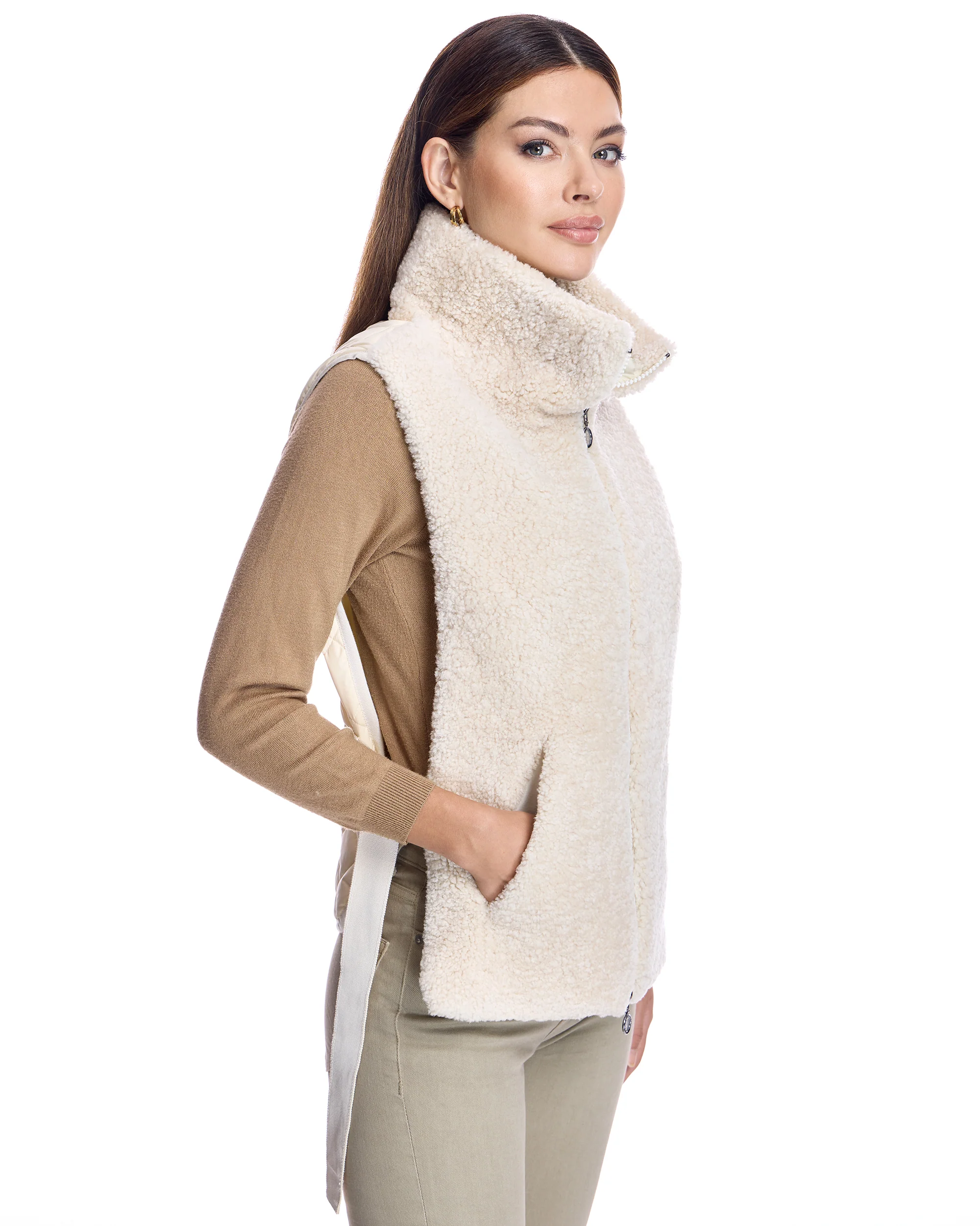 Shearling Lamb Vest with Poly Back - Image 6