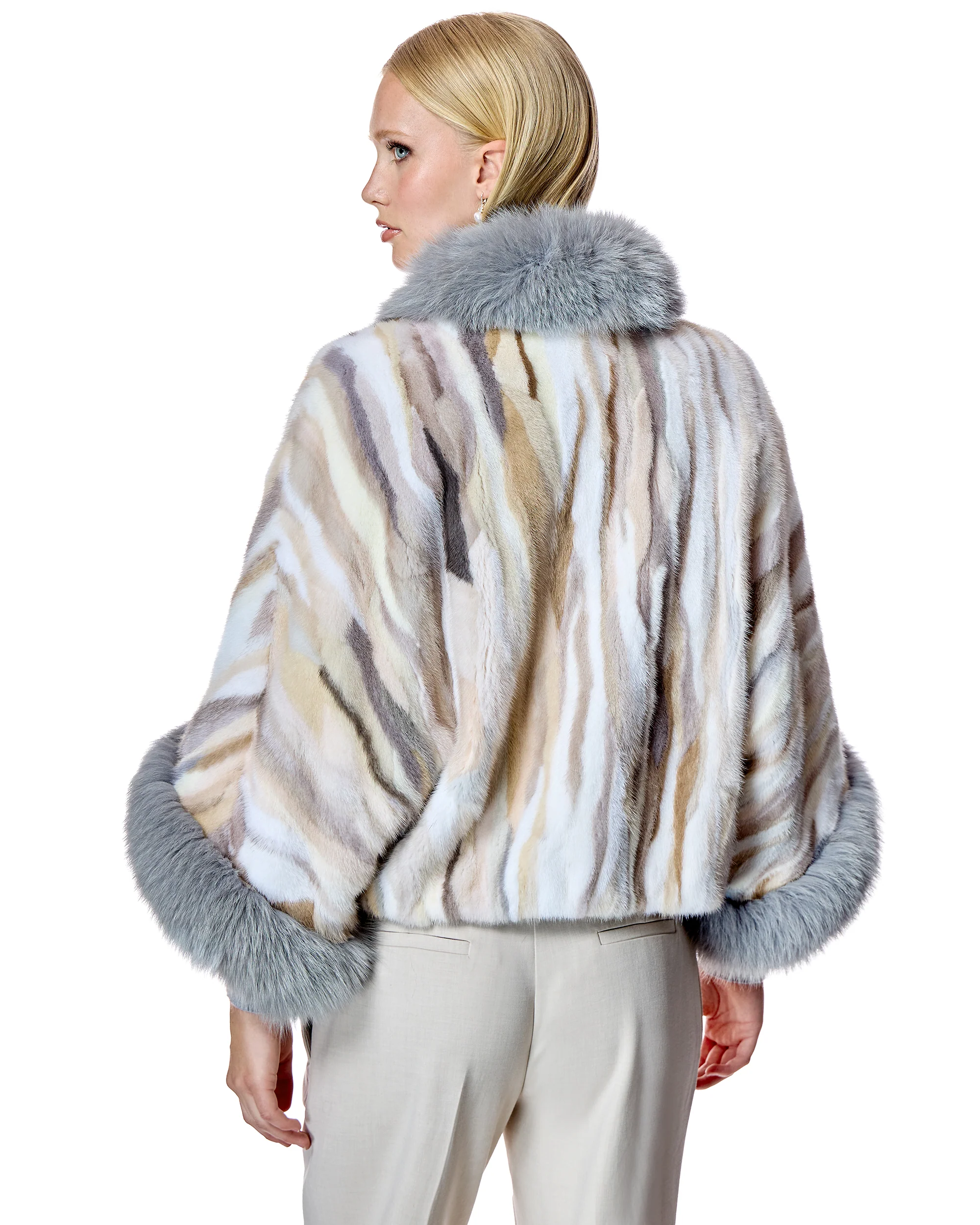 Maximilian MInk Sections Tunic Jacket with Fox Trim - Image 12