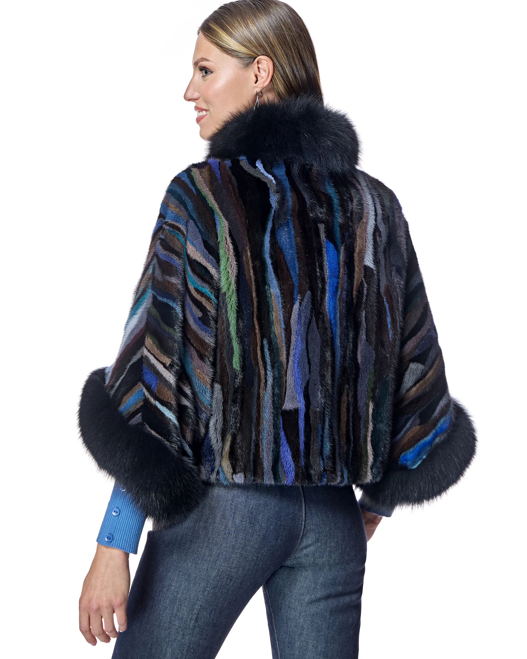 Maximilian MInk Sections Tunic Jacket with Fox Trim - Image 7