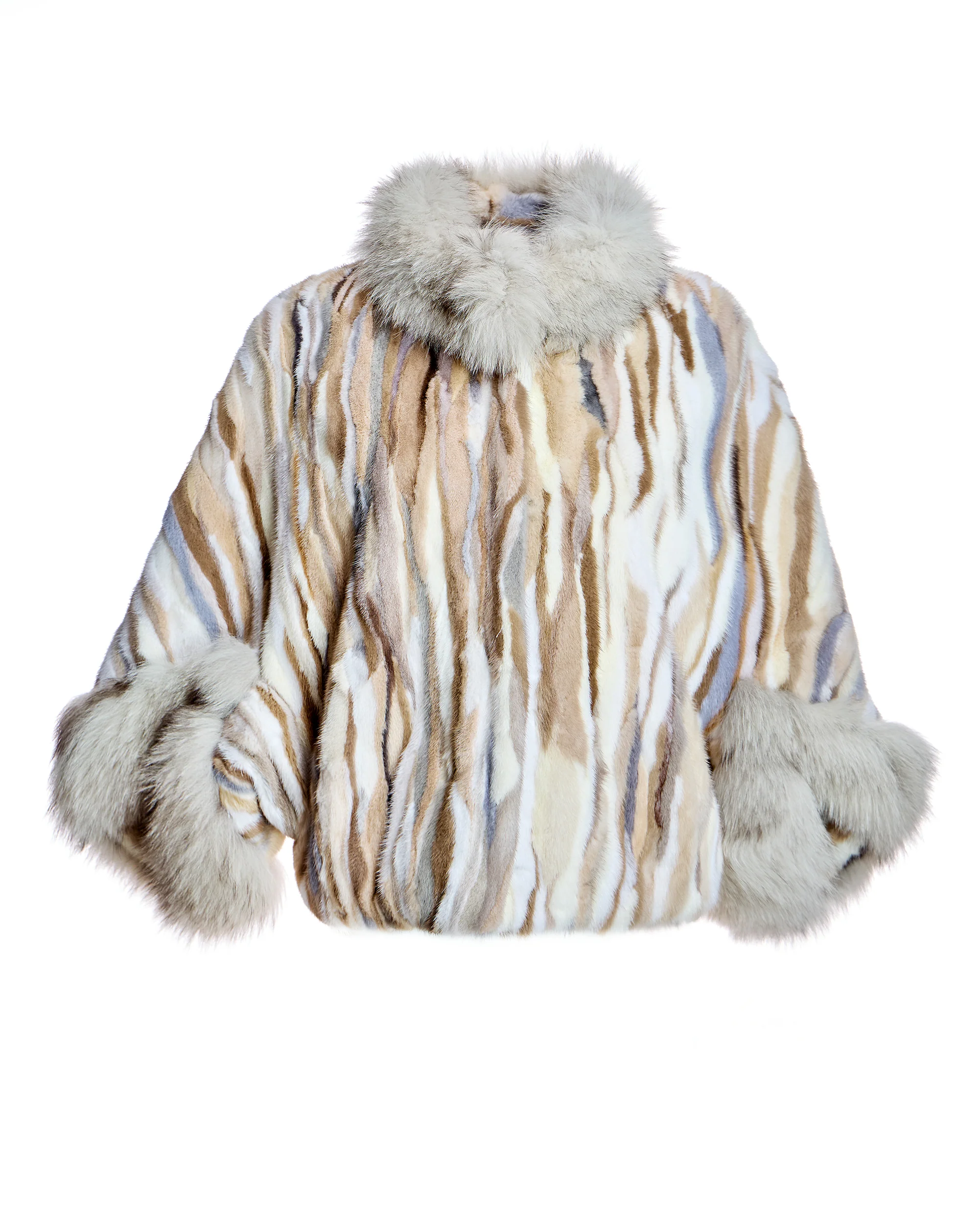 Maximilian MInk Sections Tunic Jacket with Fox Trim - Image 9
