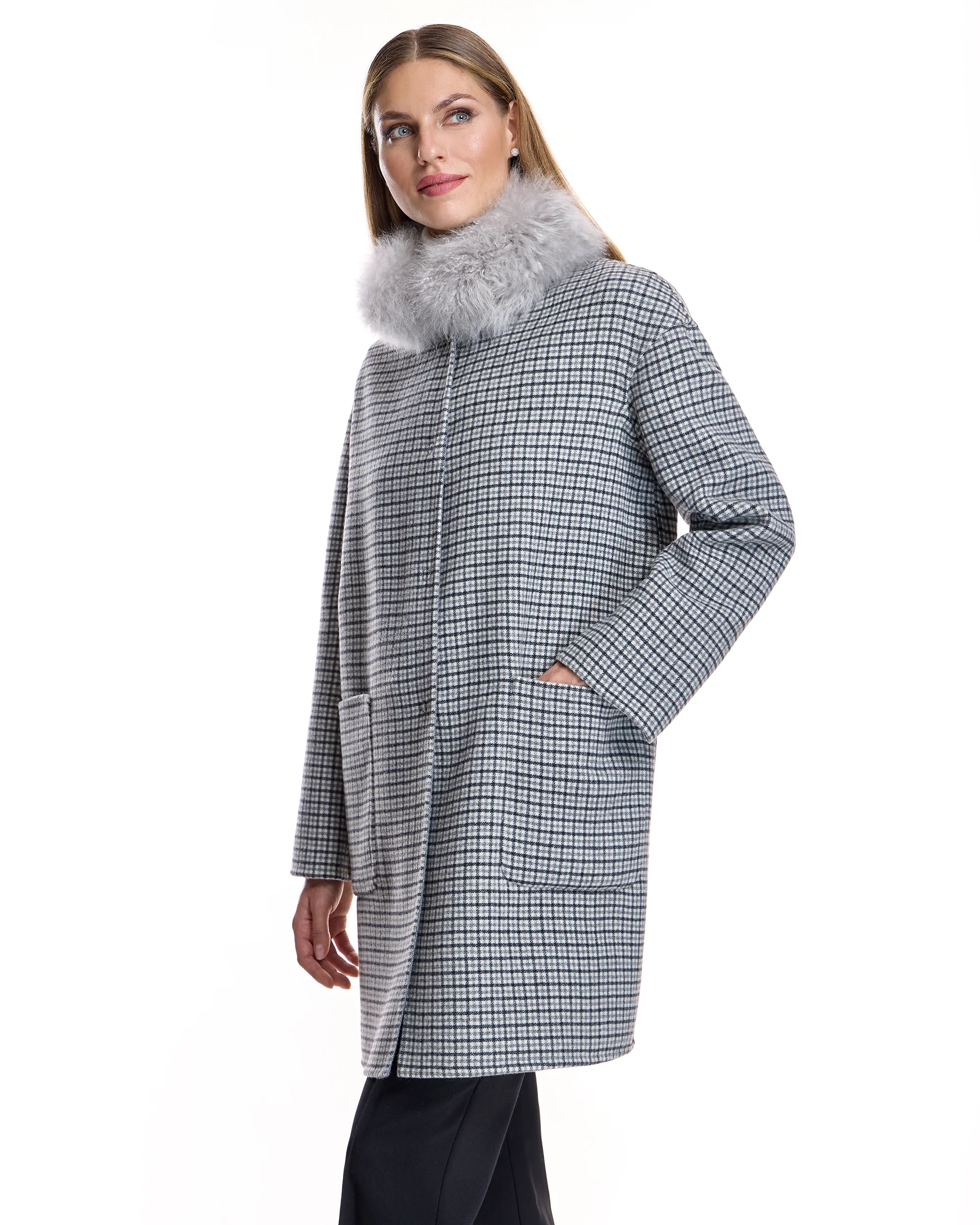 Woolblend Coat with Cashmere lamb Collar-Maximilian - Image 4