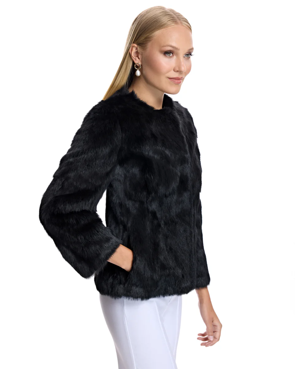 Collarless Rabbit Jacket - Image 12