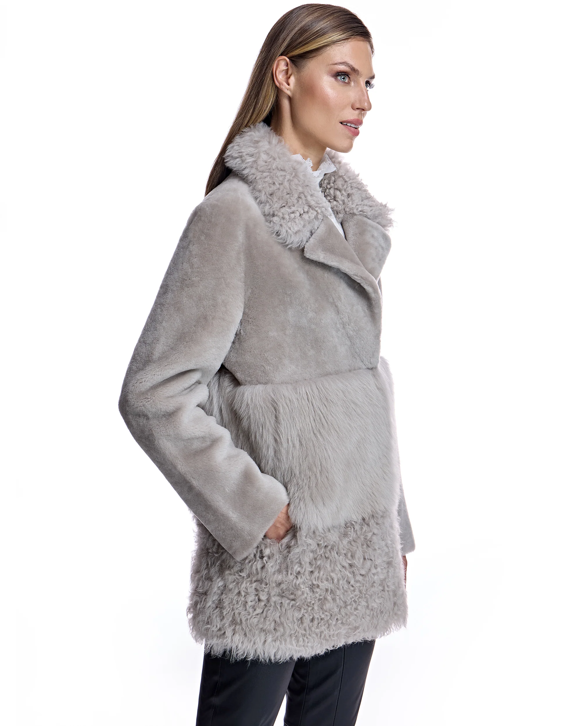 Reversible Mixed Media Shearling Jacket - Image 2