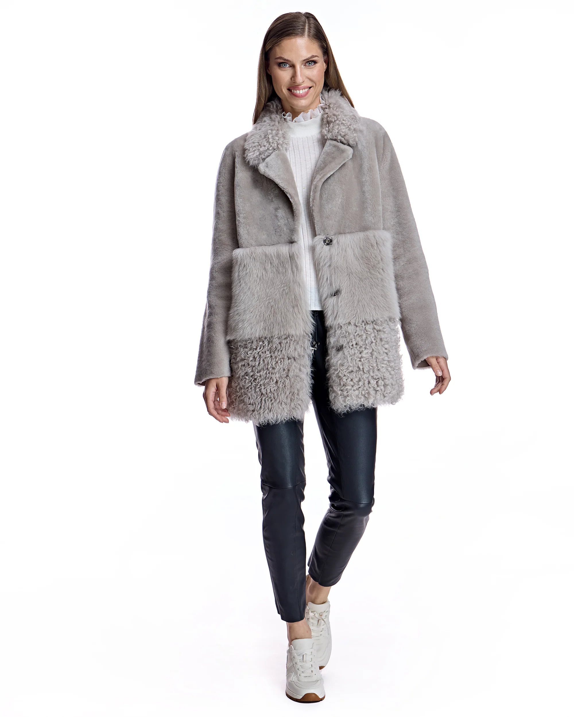 Reversible Mixed Media Shearling Jacket - Image 4