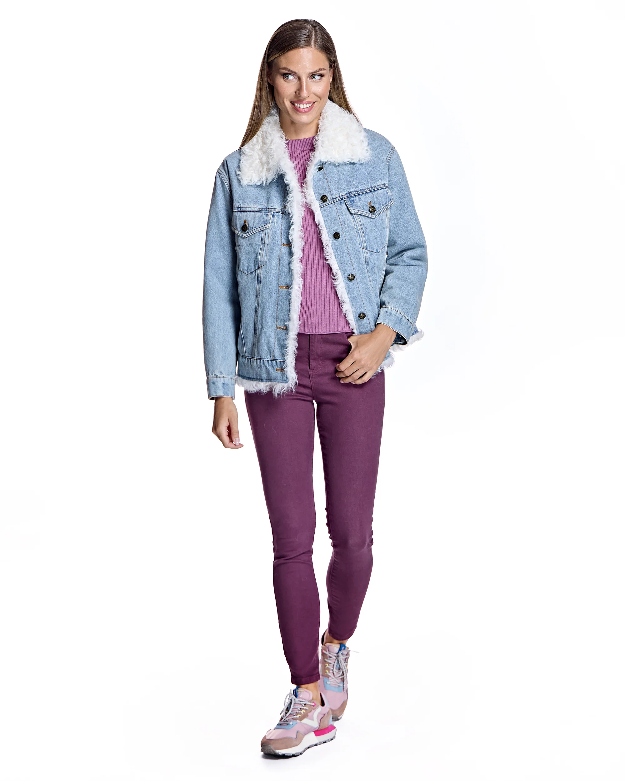 Denim Jacket with Kalgan Lamb Trim-Maximilian - Image 4