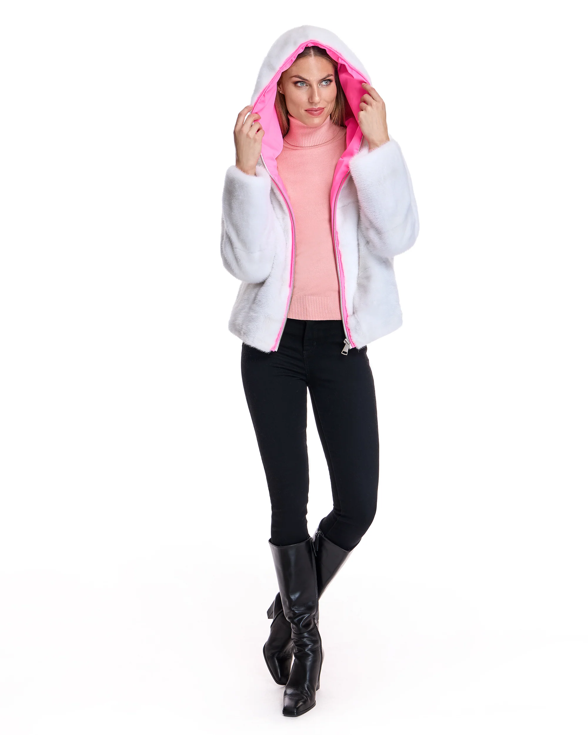Hooded Mink Jacket - Image 4