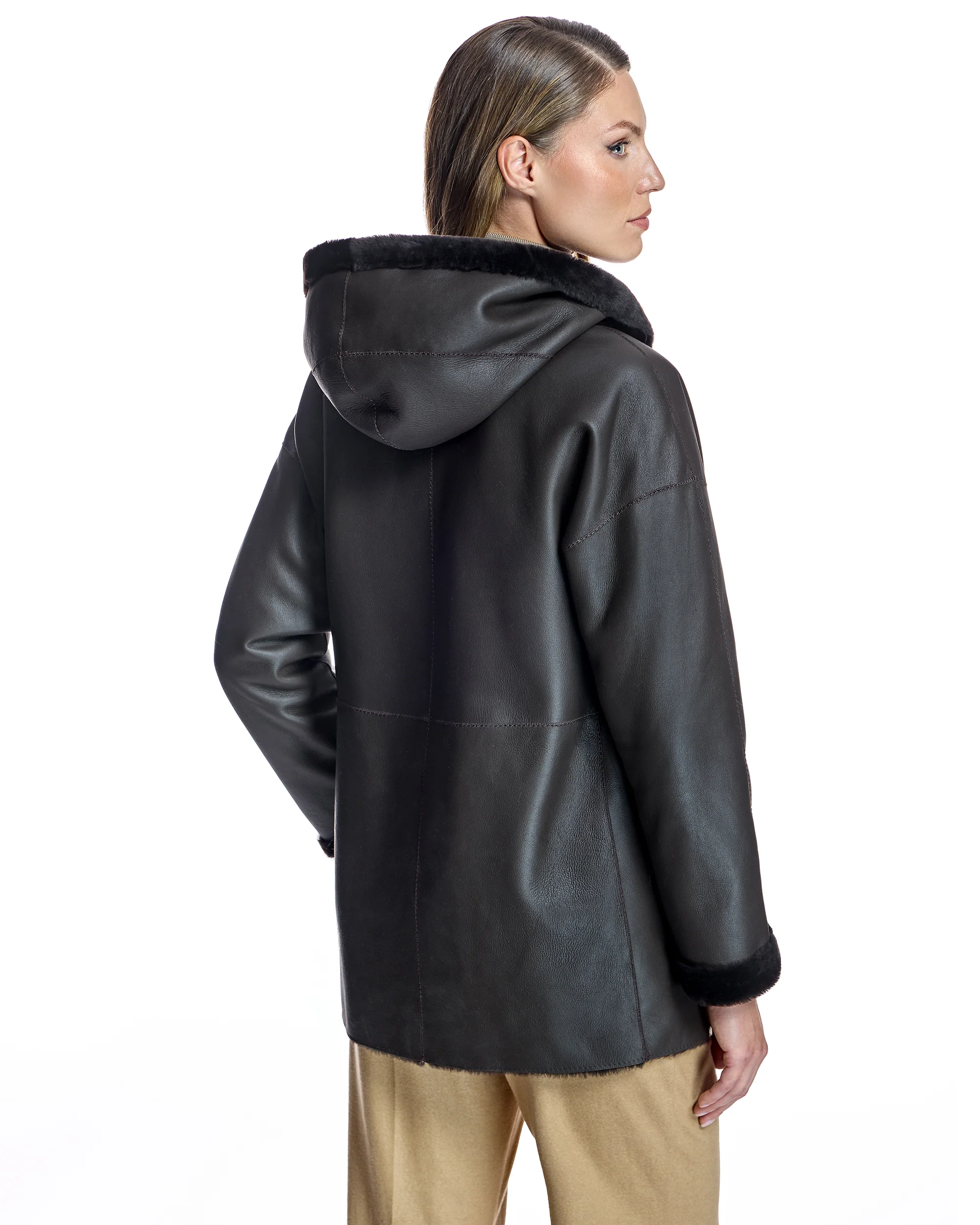 Hooded Nappa Shearling Jacket-Maximilian - Image 3
