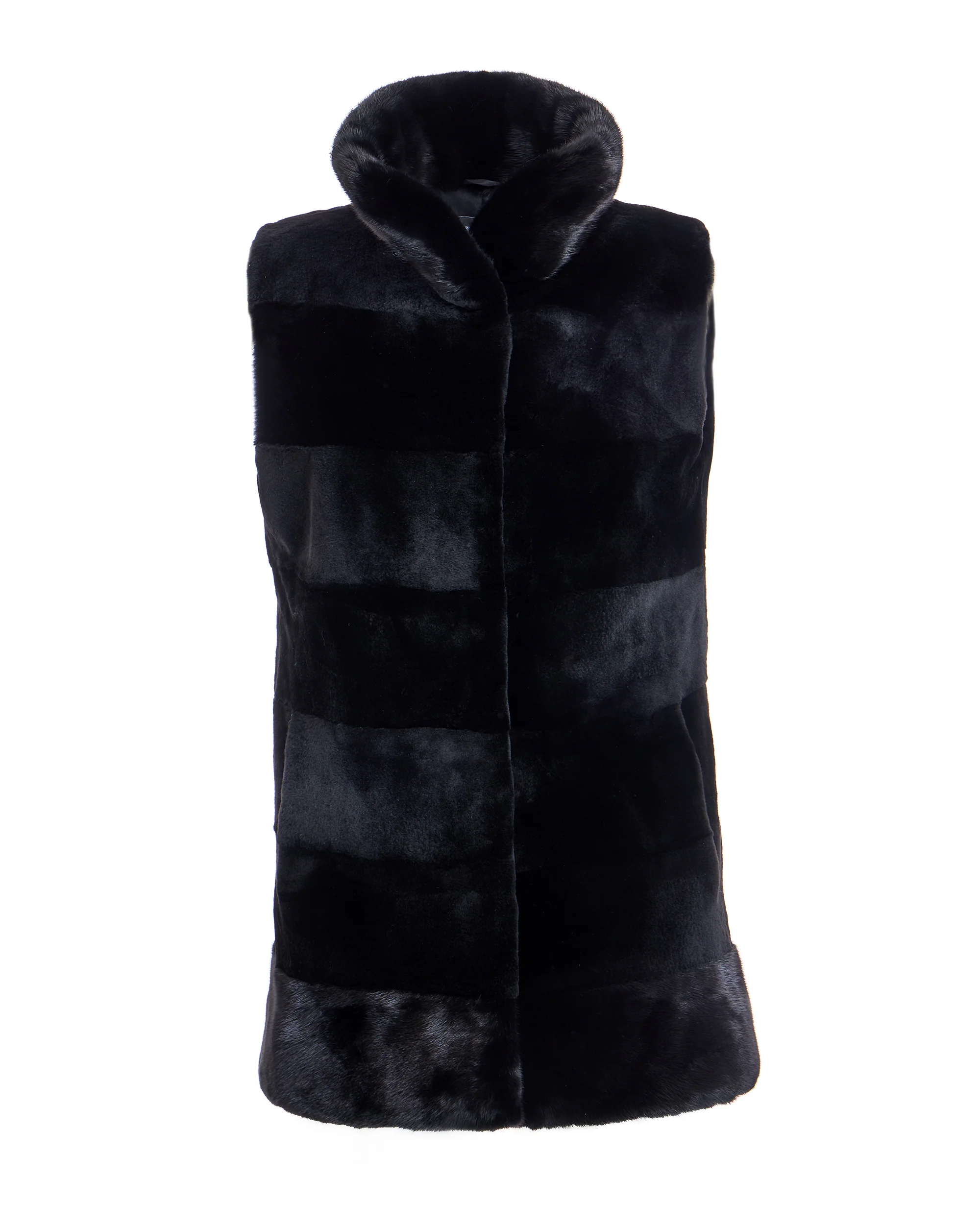 Horizontal Sheared Mink Vest with long hair trim - Image 3