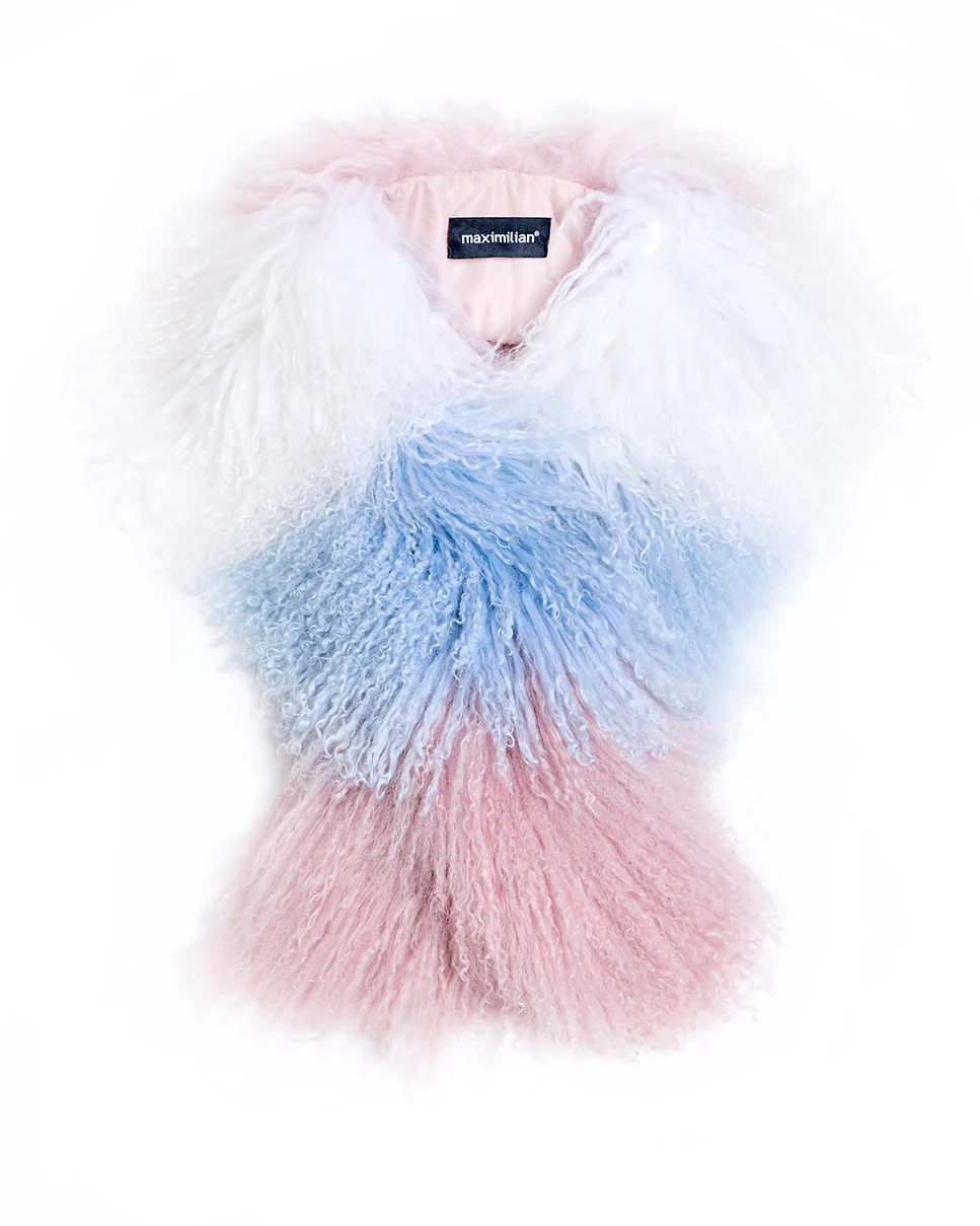 Julia & Stella by Maximilian Color-Block Tibetan Lamb Scarf-Maximilian - Image 2
