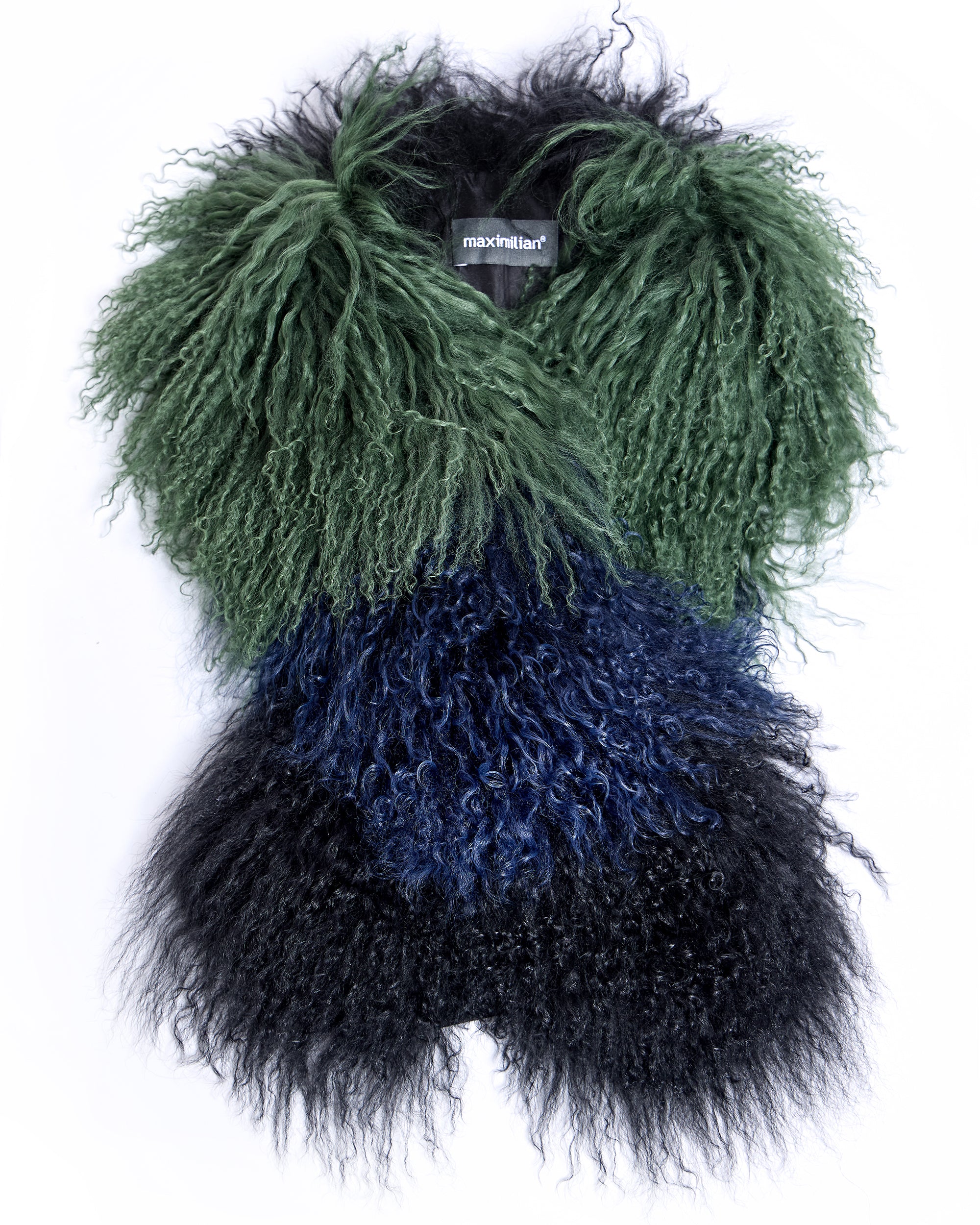 Julia & Stella by Maximilian Color-Block Tibetan Lamb Scarf-Maximilian - Image 4