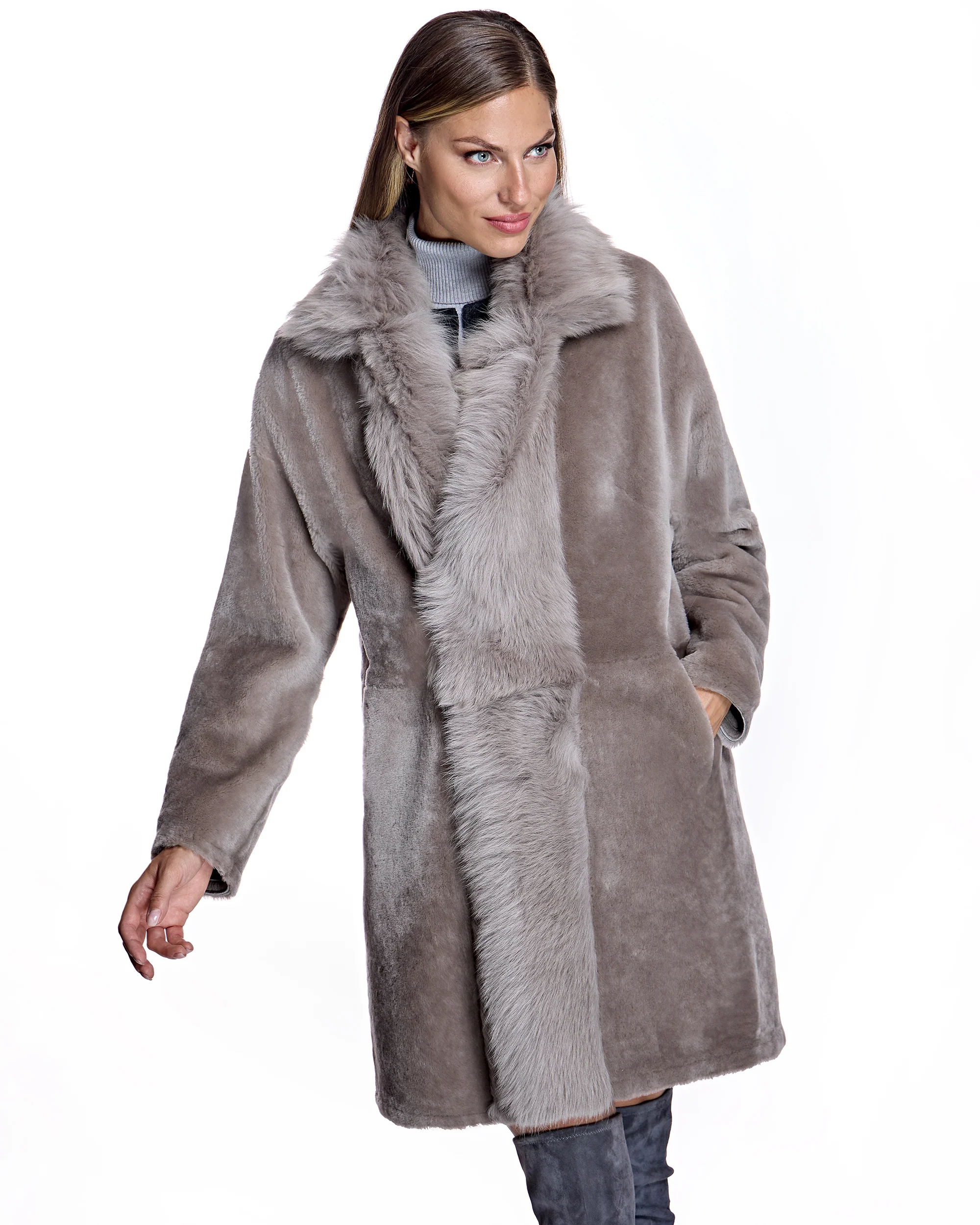 Julia & Stella by Maximilian Reversible Shearling Jacket-Maximilian - Image 10