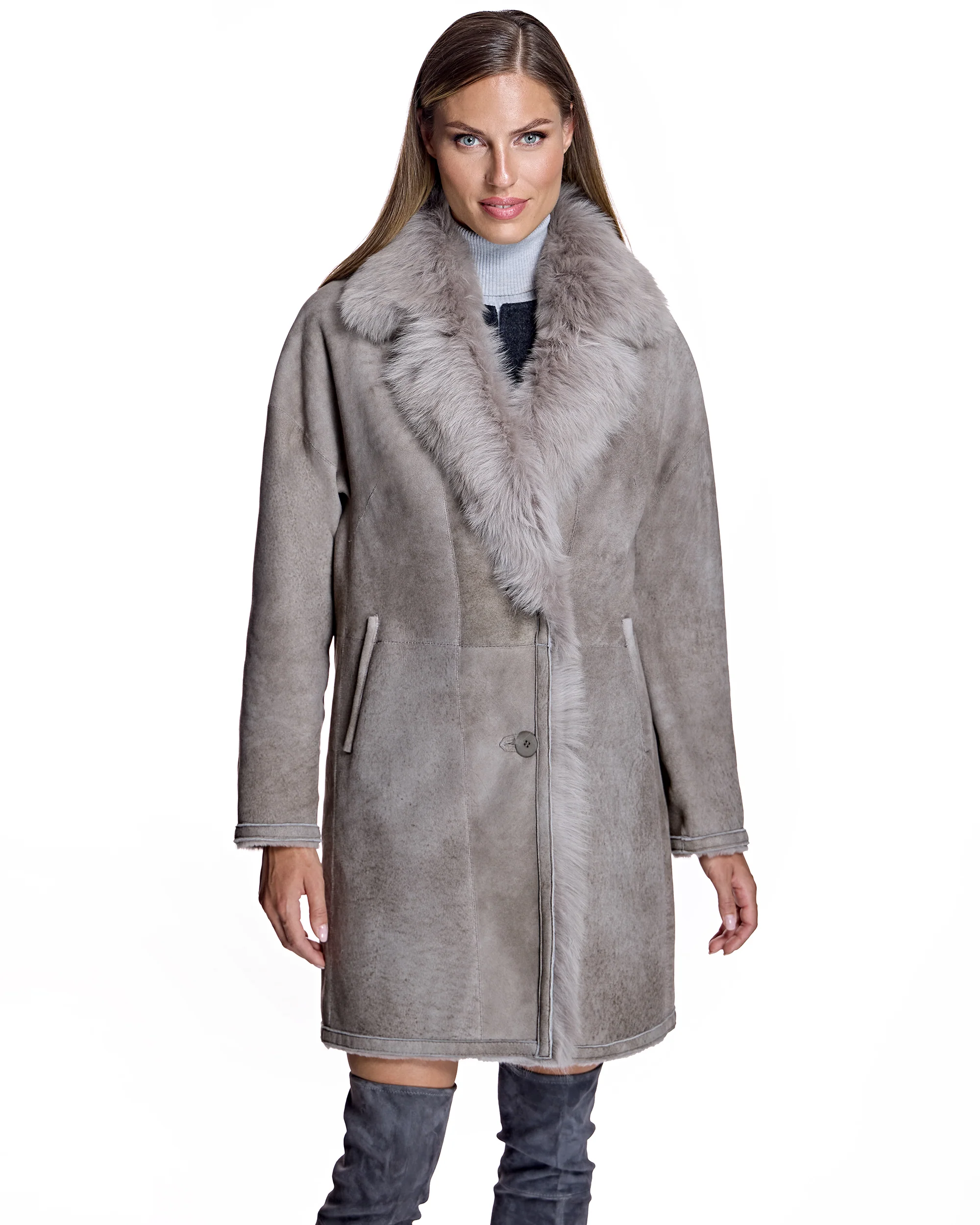 Julia & Stella by Maximilian Reversible Shearling Jacket-Maximilian - Image 5