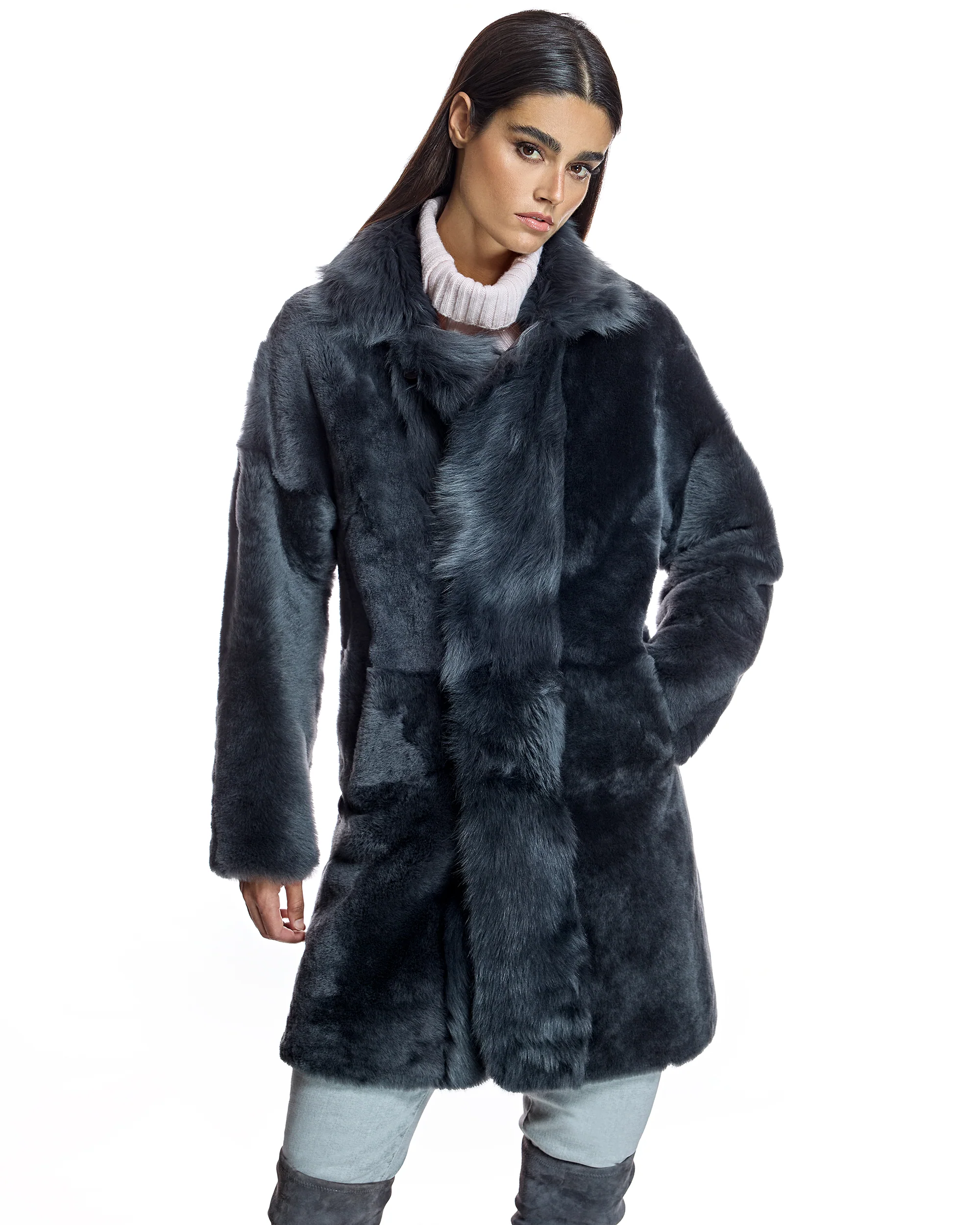 Julia & Stella by Maximilian Reversible Shearling Jacket-Maximilian - Image 7