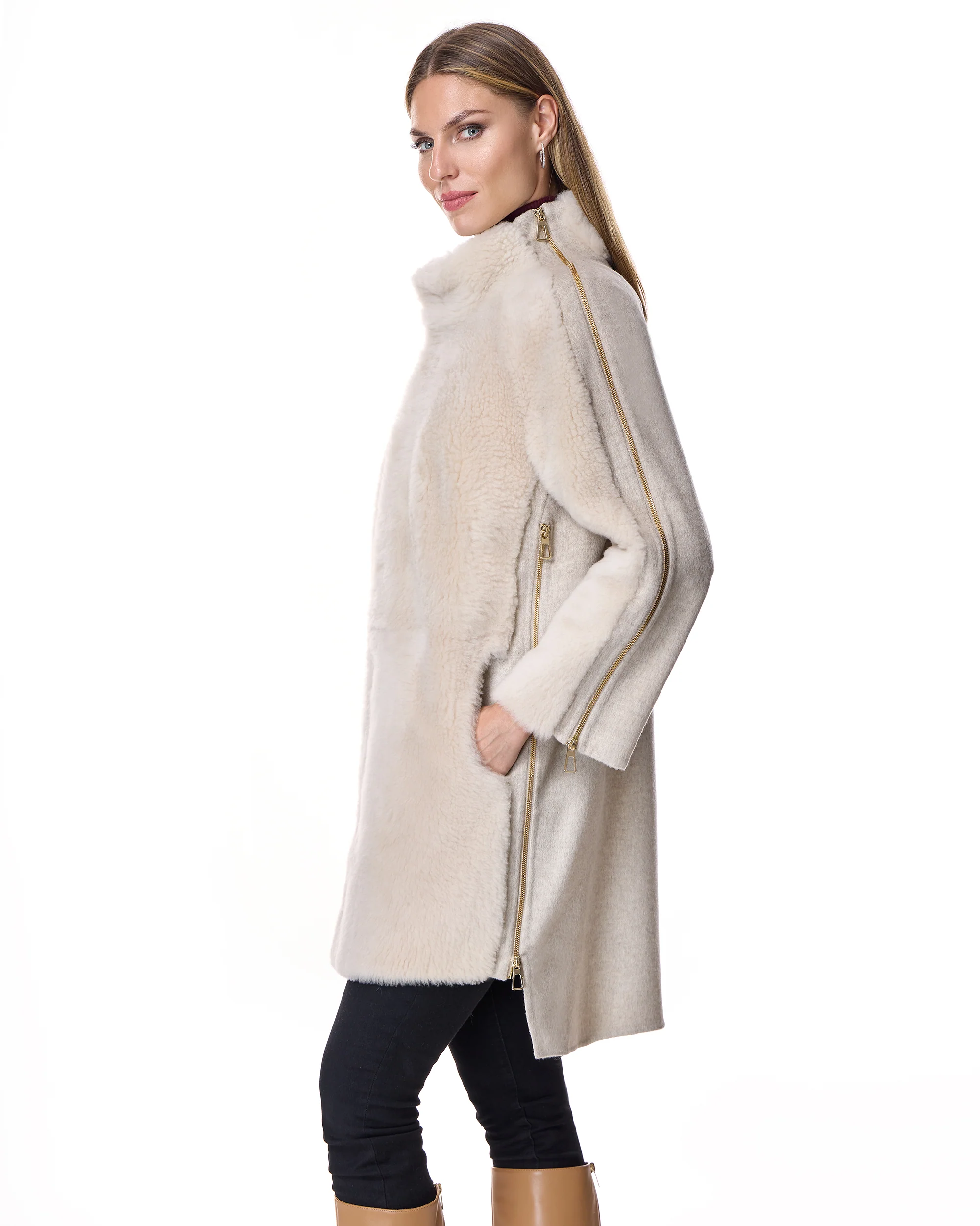 Mixed Media Shearling Coat - Image 8