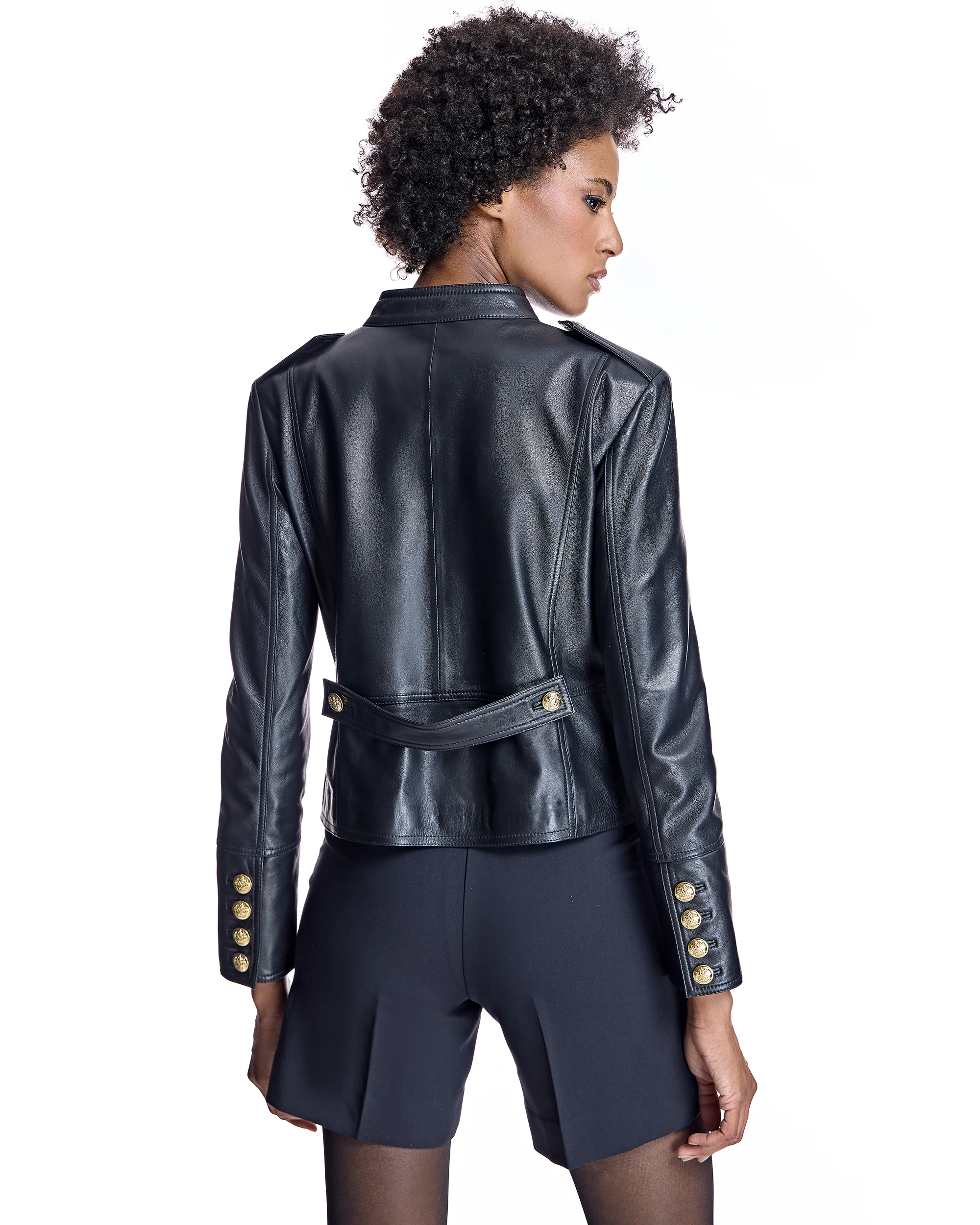 Leather Military Jacket - Image 3