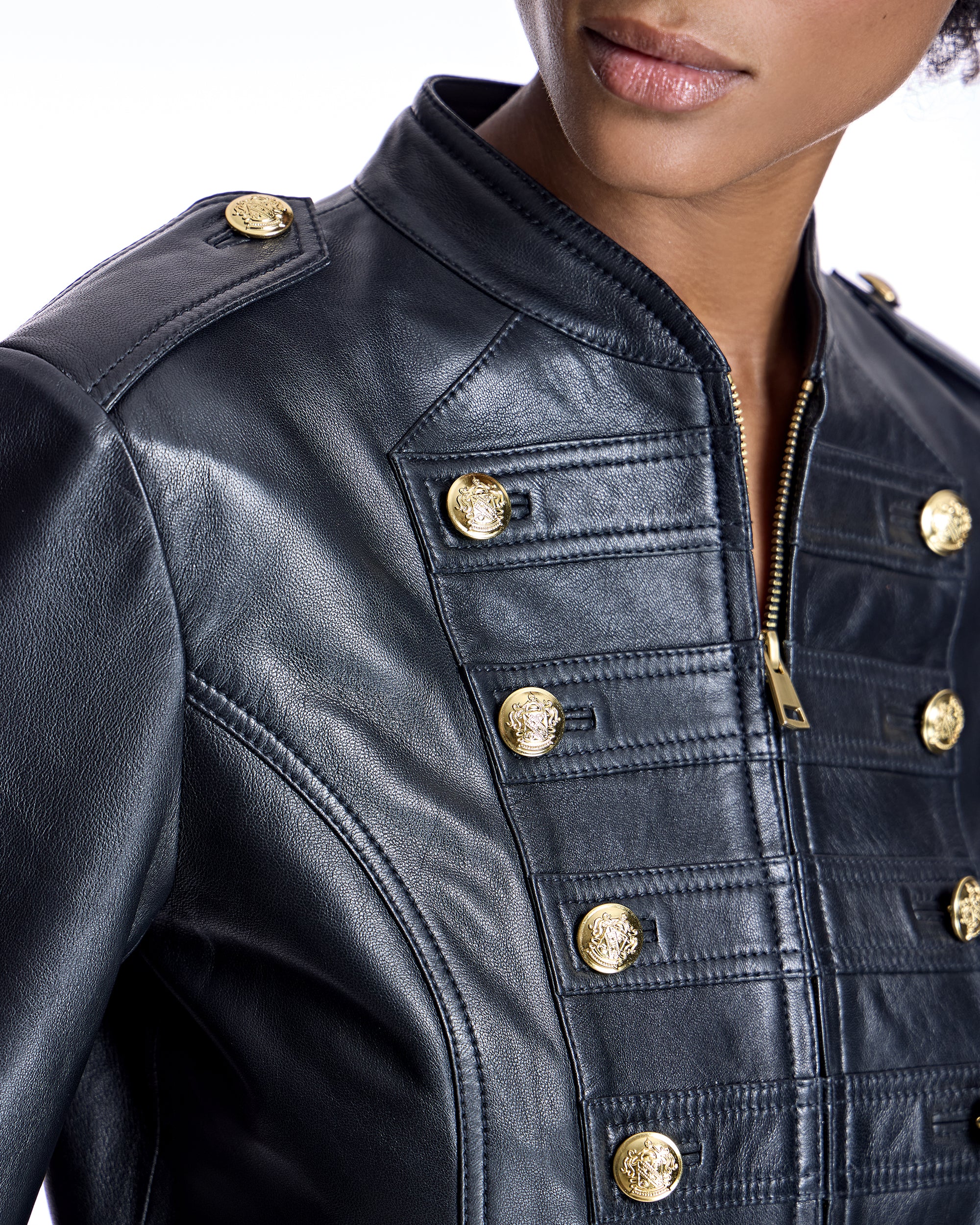 Leather Military Jacket - Image 6