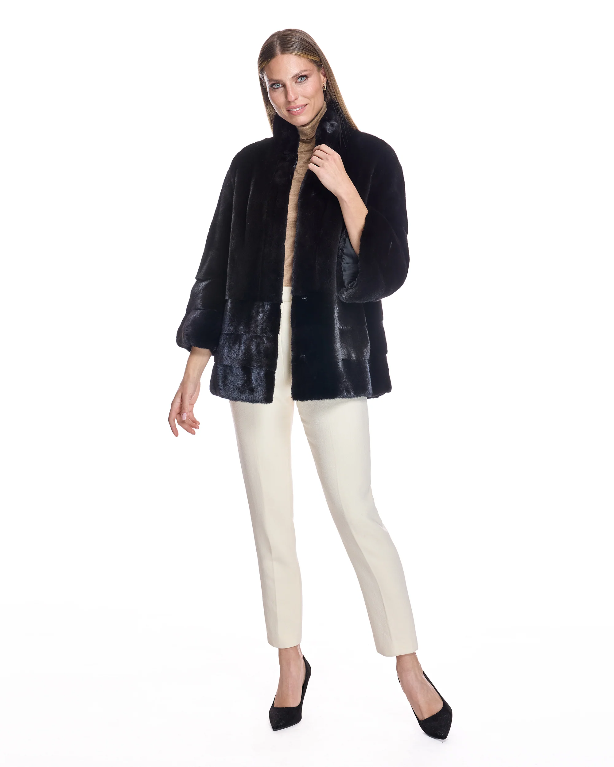 Mink Jacket with Horizontal Hem - Image 2