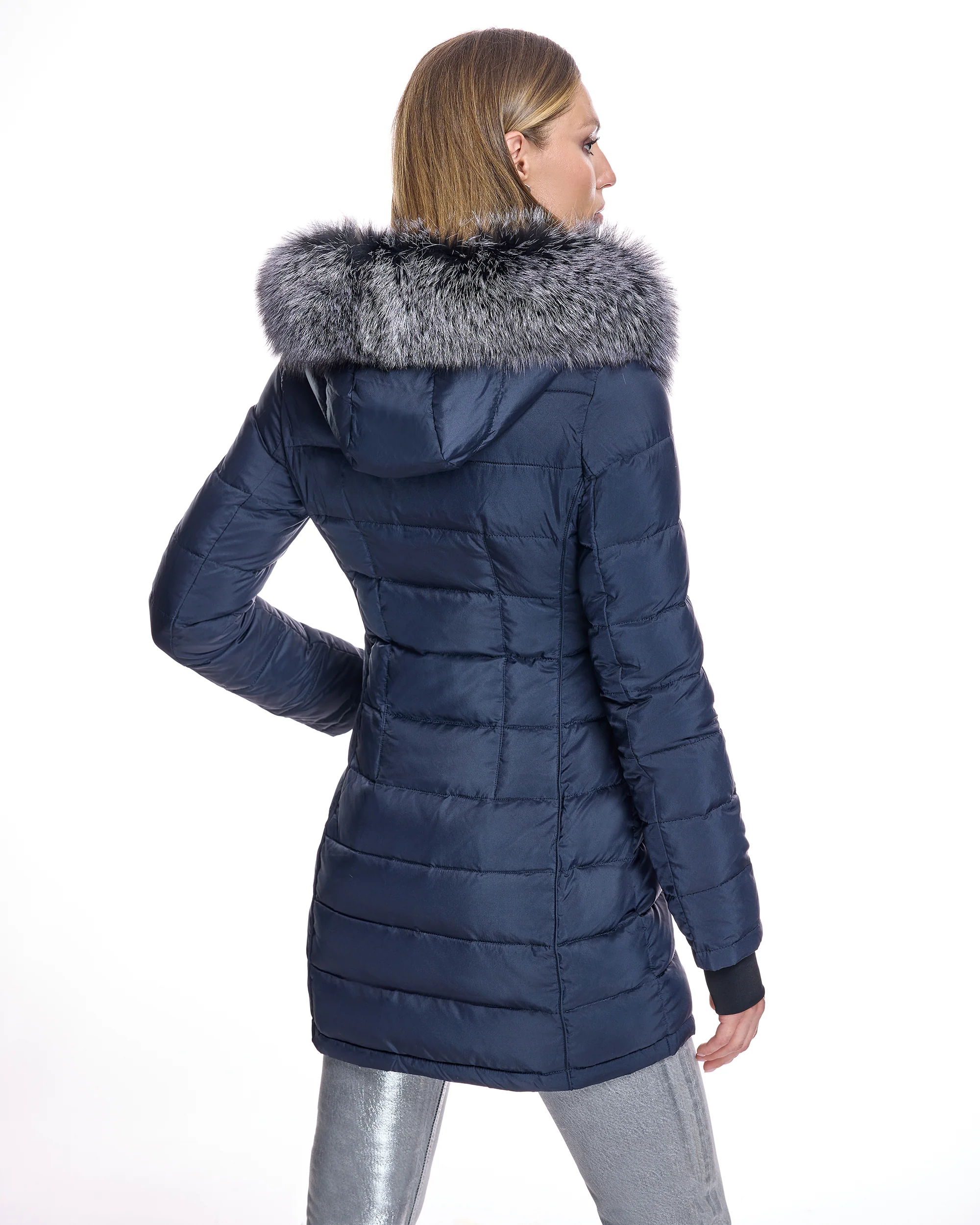 Poly Blend Jacket with Detachable Fox Trimmed Hood - Image 3