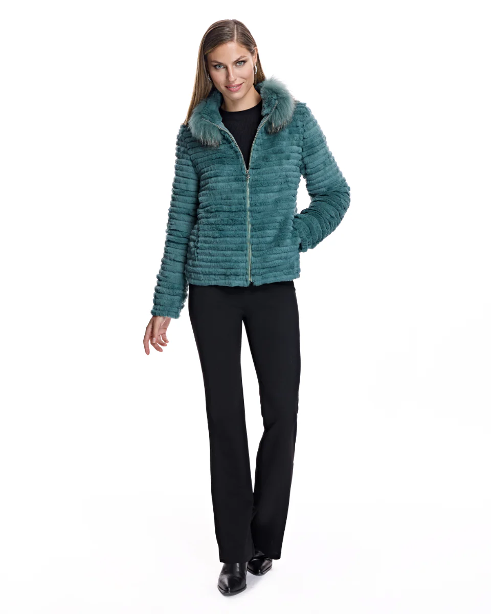 Rabbit Jacket with Raccoon Collar - Image 2