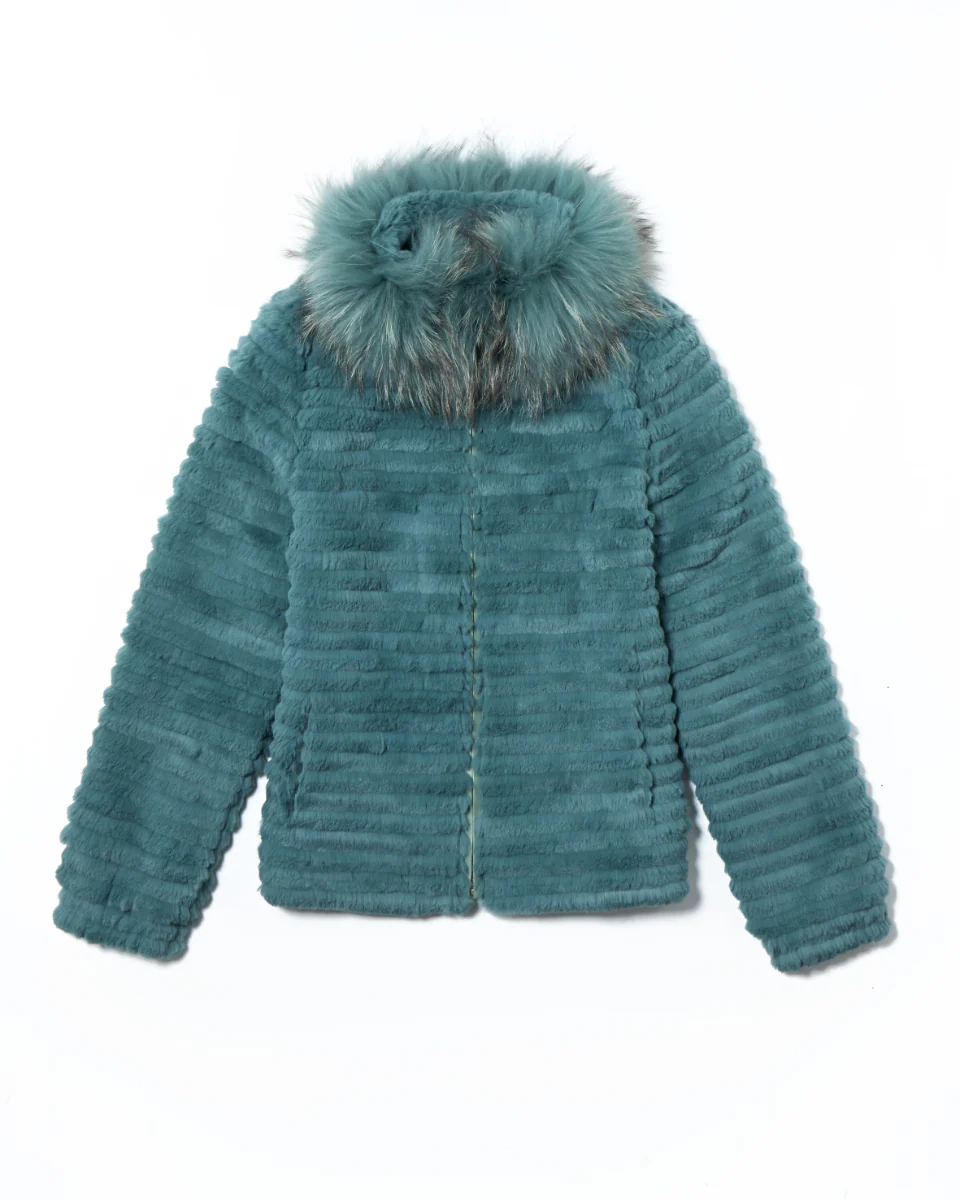 Rabbit Jacket with Raccoon Collar - Image 5