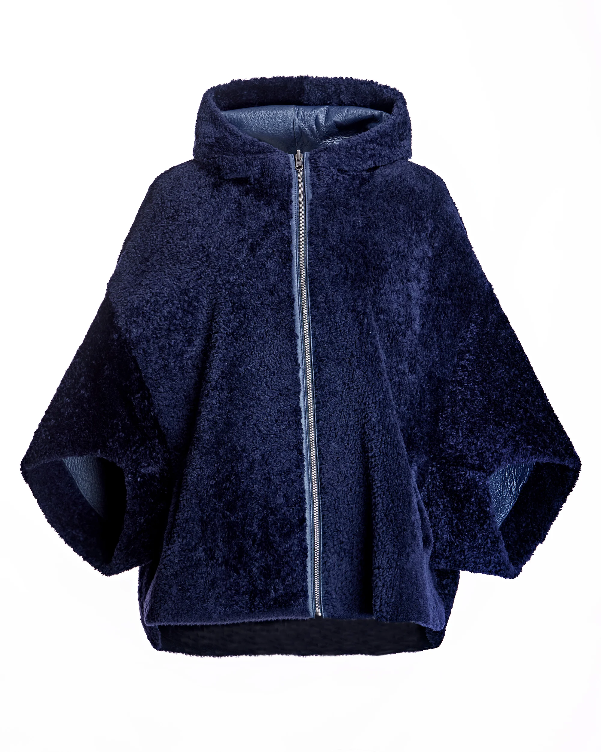 Julia & Stella by Maximilian Reversible Hooded Shearling Cape Jacket-Maximilian - Image 2