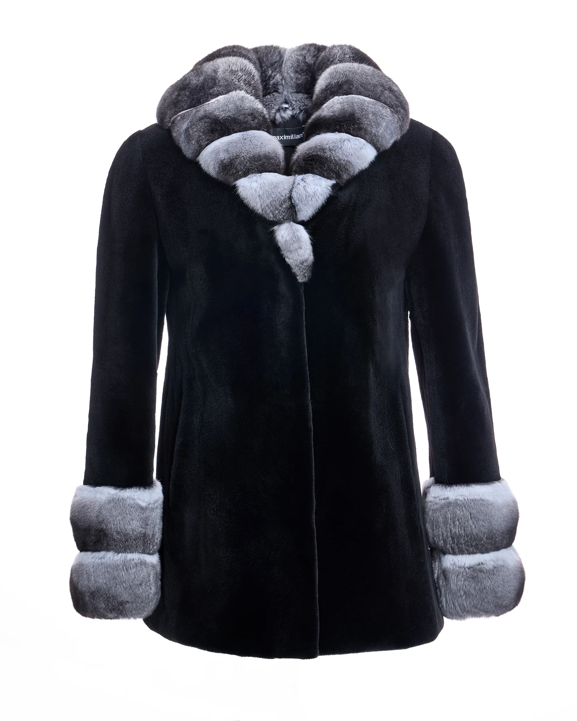 SHEARED MINK COAT WITH CHINCHILLA TRIM - Image 5