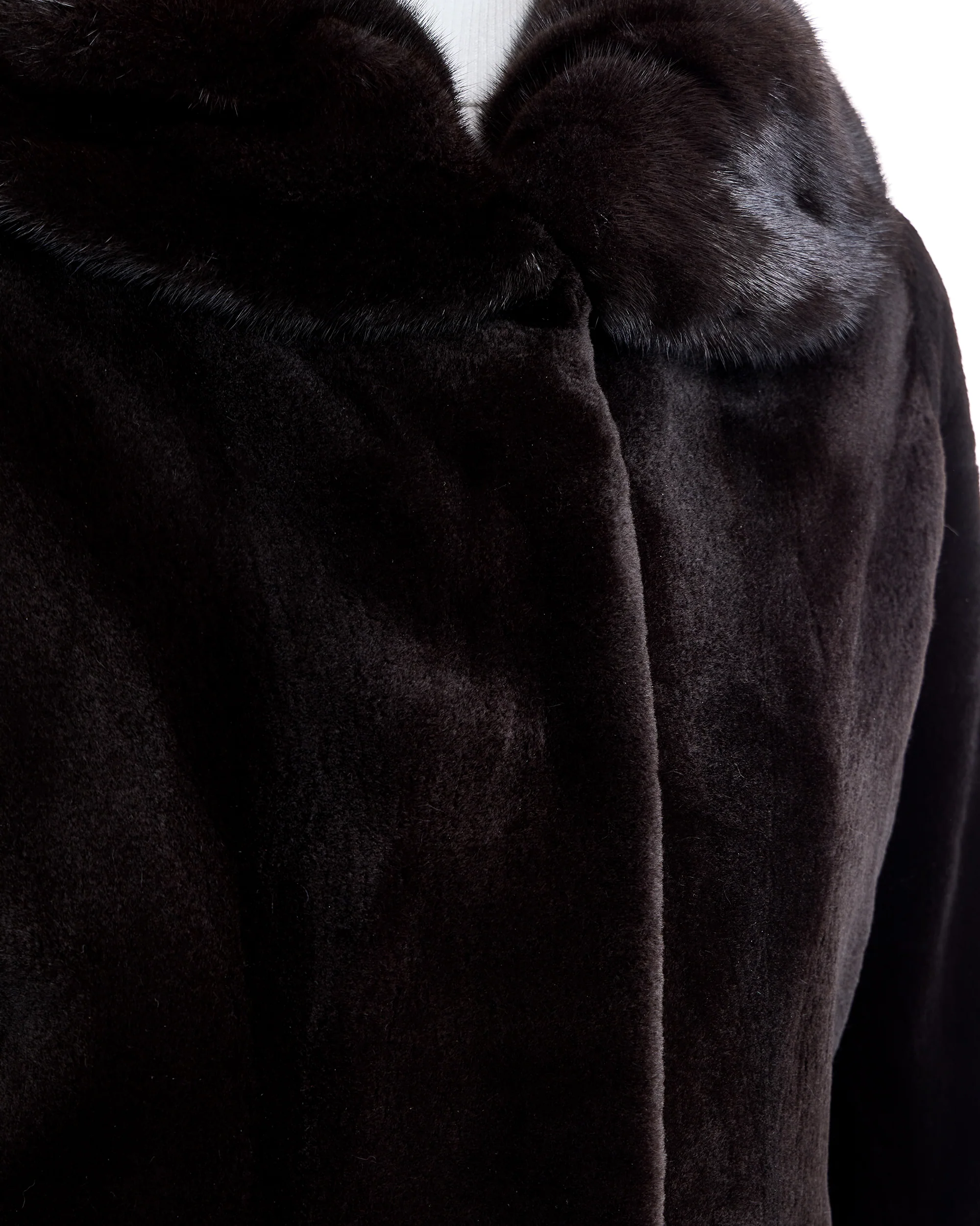 Sheared Mink Jacket with Round Long Hair mink Collar - Image 6