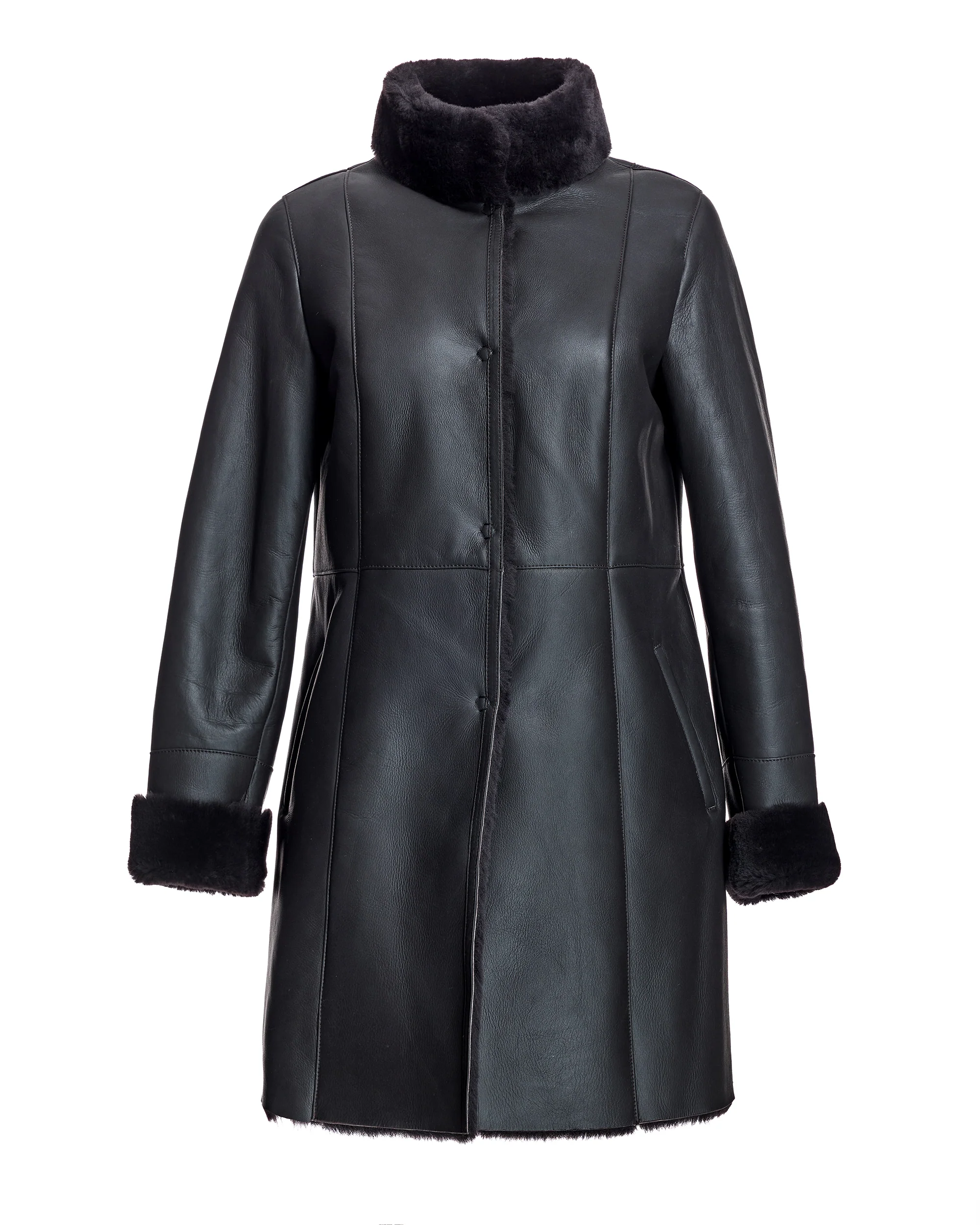 Nappa Shearling Jacket with Stand Collar-Maximilian - Image 5