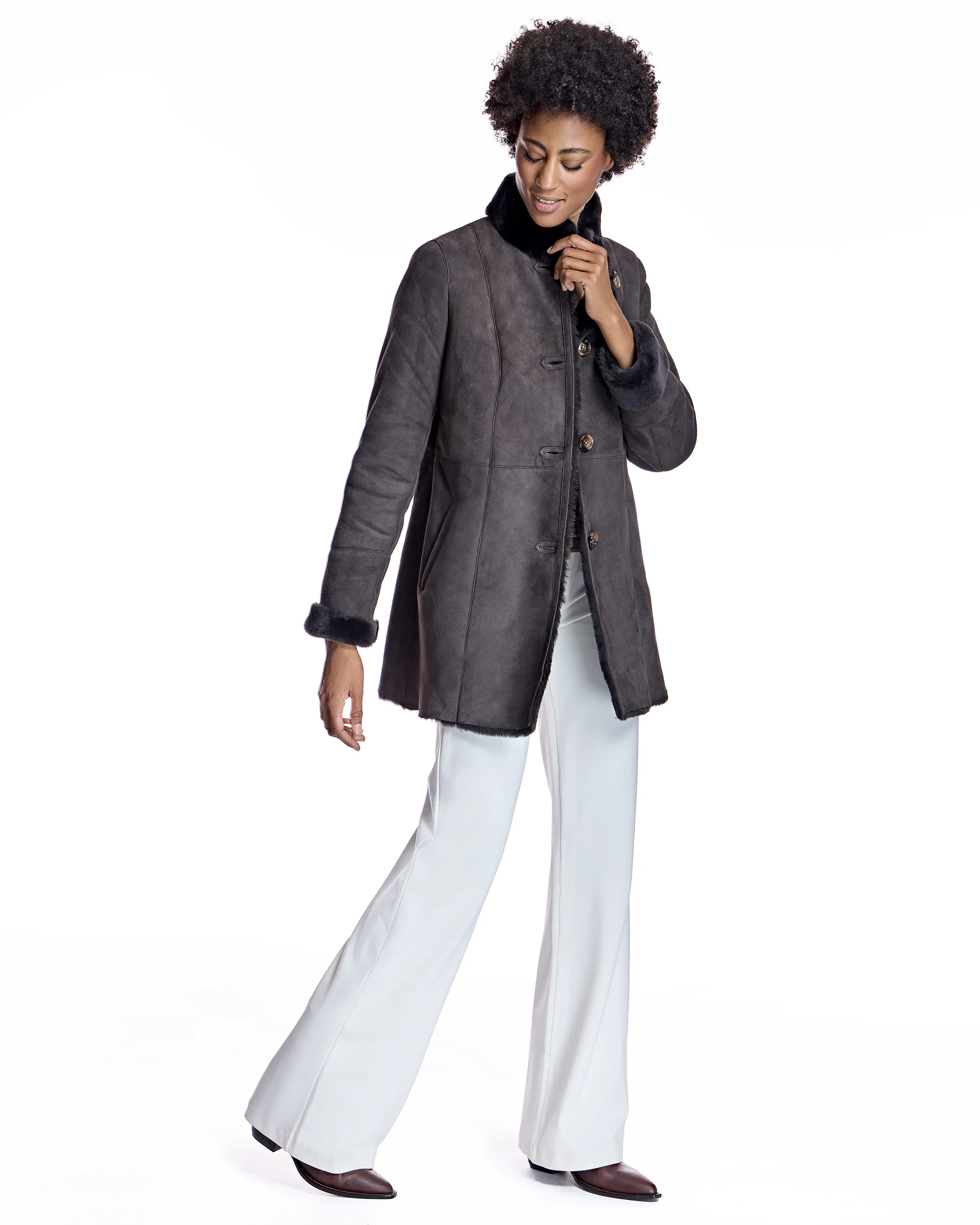 Shearling Jacket with Stand Collar - Image 14