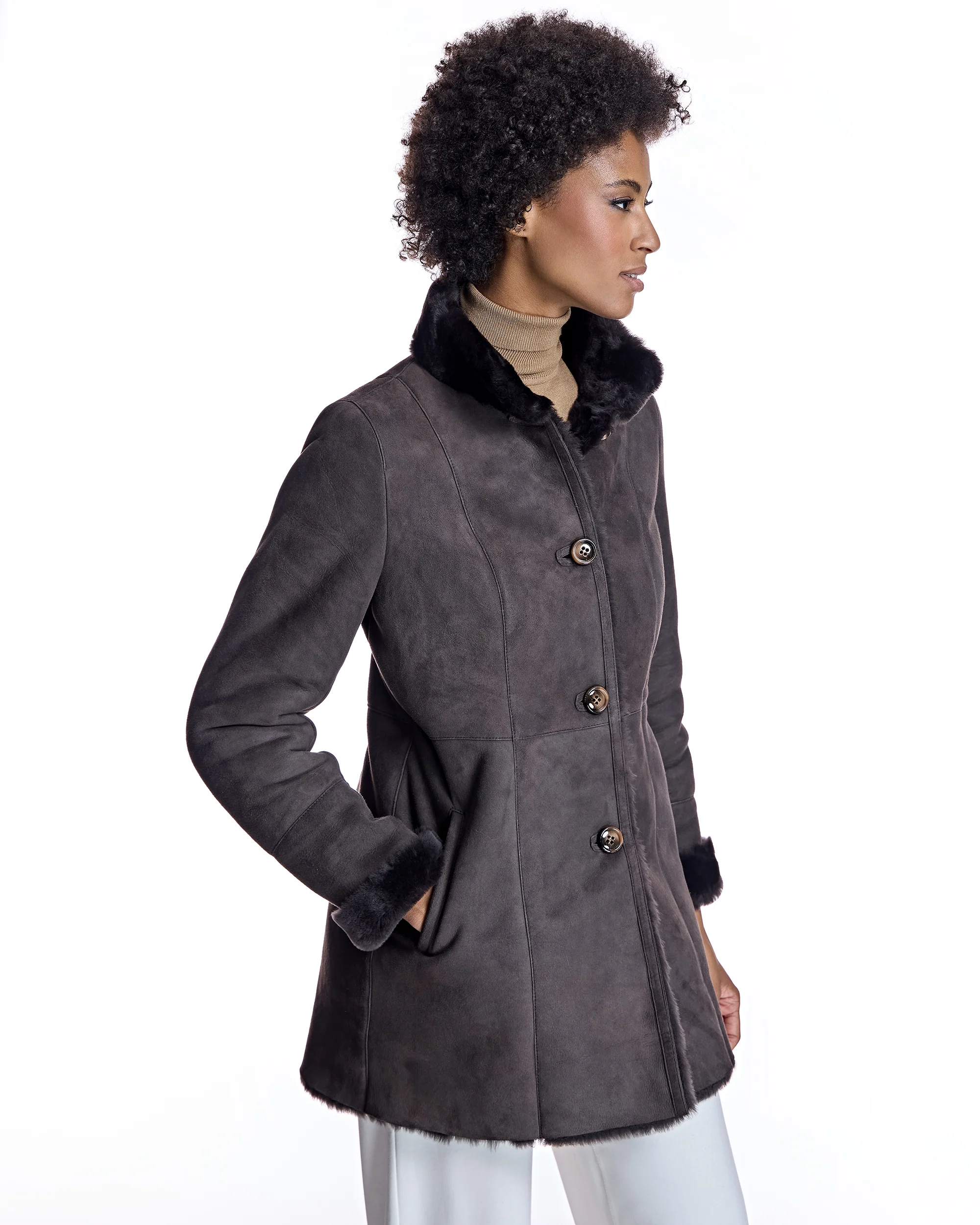 Shearling Jacket with Stand Collar - Image 16