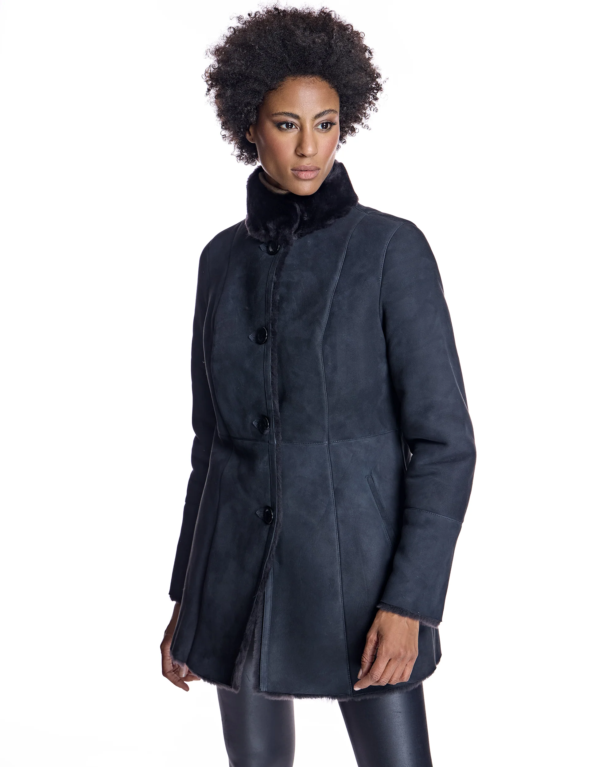 Shearling Jacket with Stand Collar - Image 2