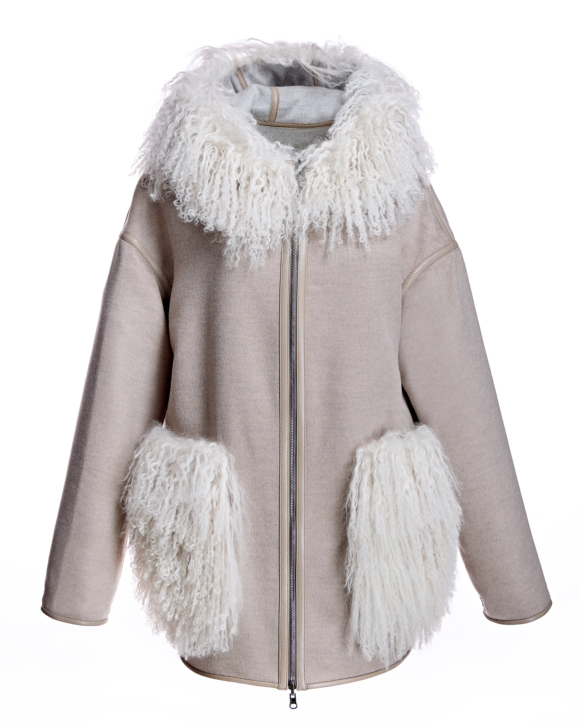 Wool blend Jacket with Mongolian Trim-Maximilian - Image 6