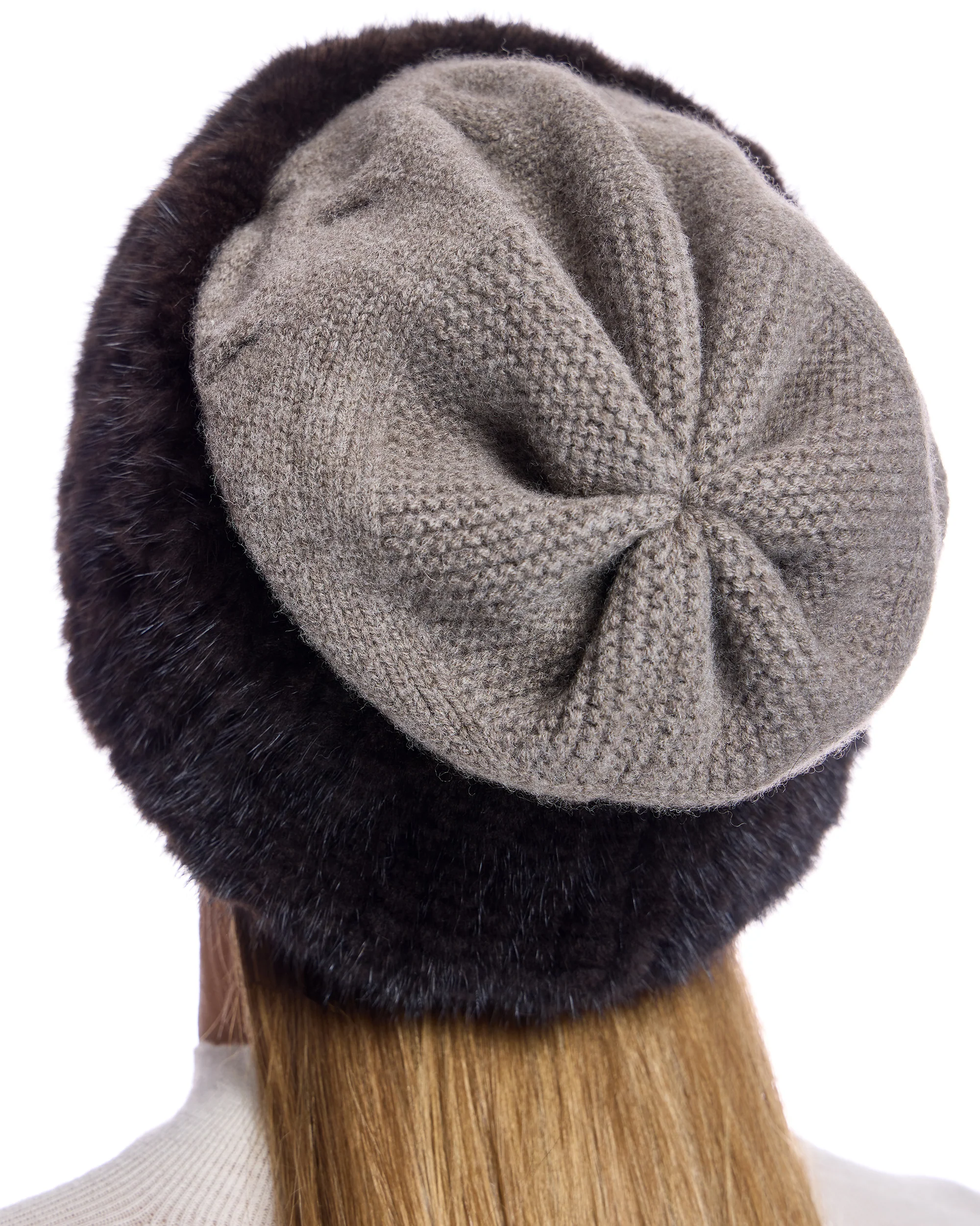 Wool Hat With Knitted Mink trim - Image 5